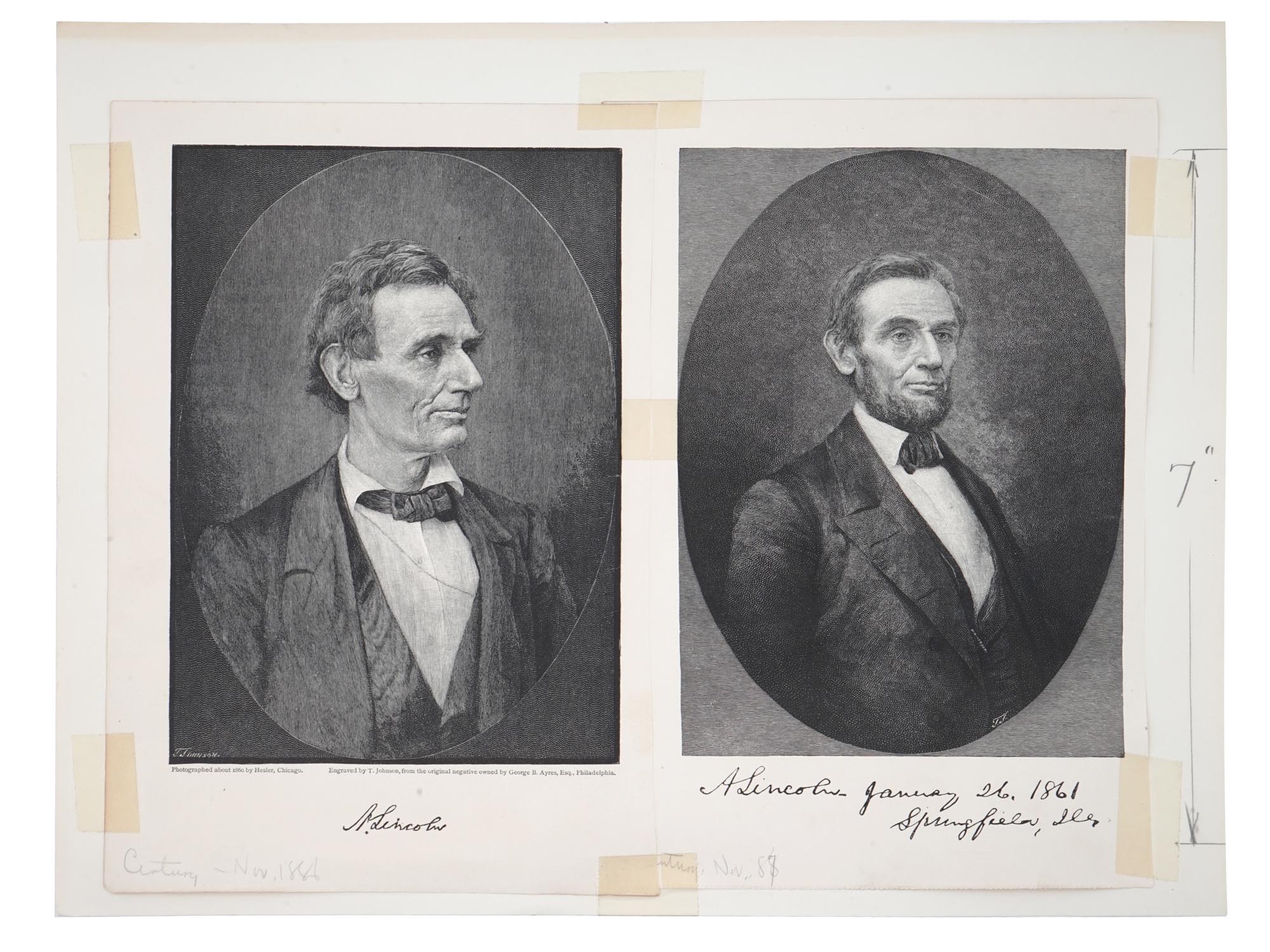 TWO ANTIQUE 19TH C ENGRAVINGS OF ABRAHAM LINCOLN PIC-0