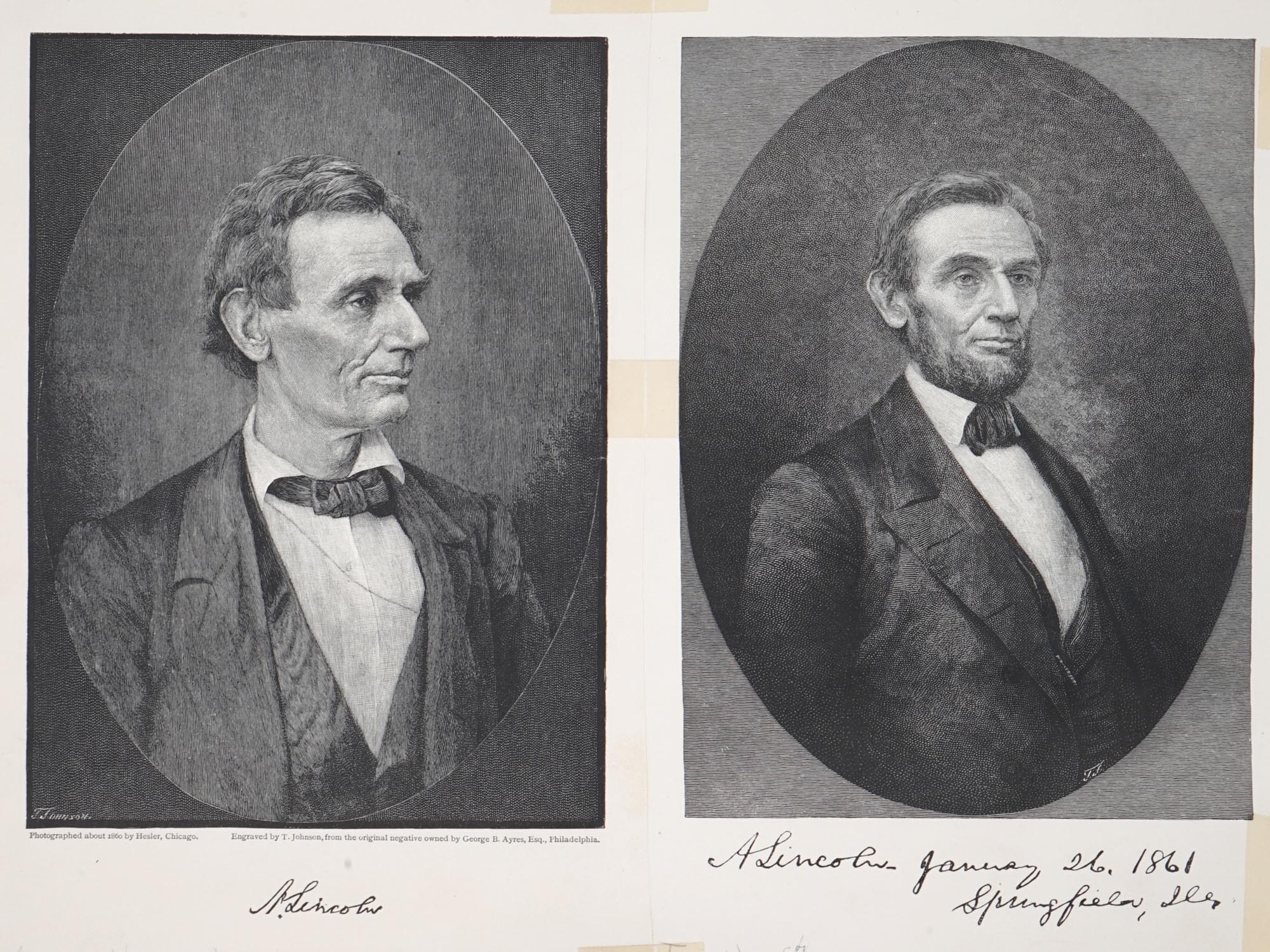 TWO ANTIQUE 19TH C ENGRAVINGS OF ABRAHAM LINCOLN PIC-1