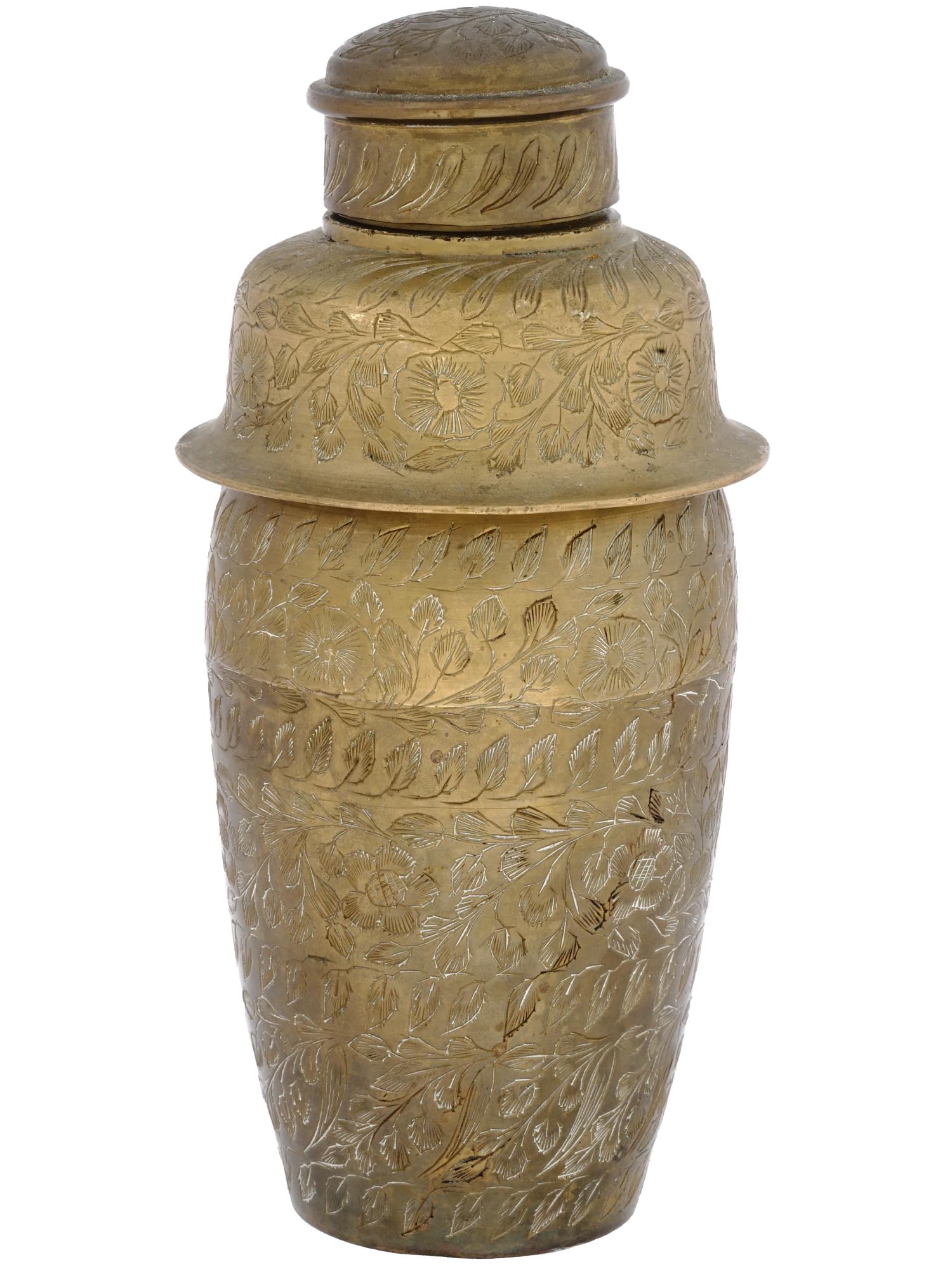 INDIAN HAND MADE AND ETCHED BRASS COCKTAIL SHAKER PIC-0