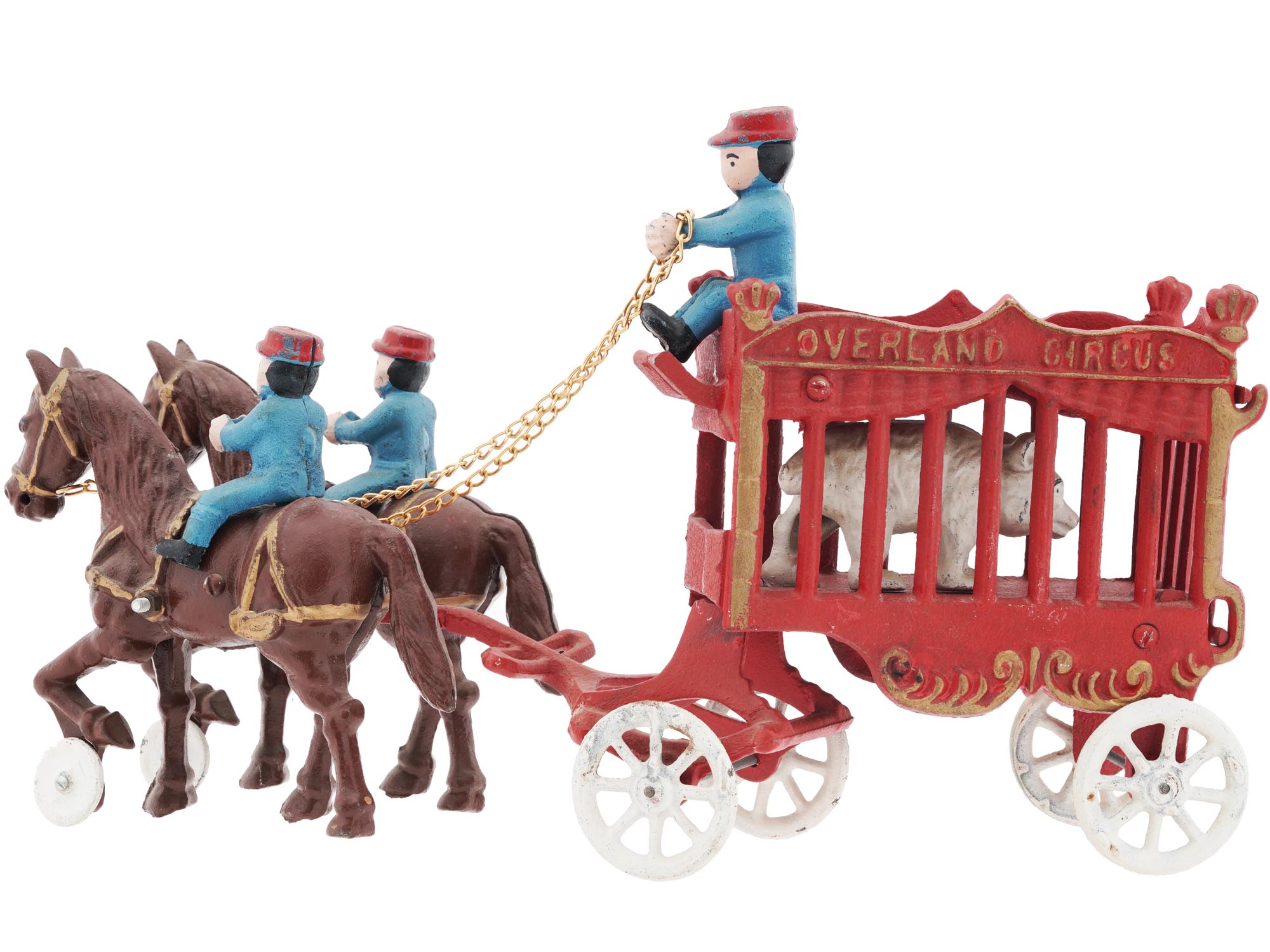 CAST IRON OVERLAND CIRCUS CAGE WAGON TOY C 1900 PIC-2