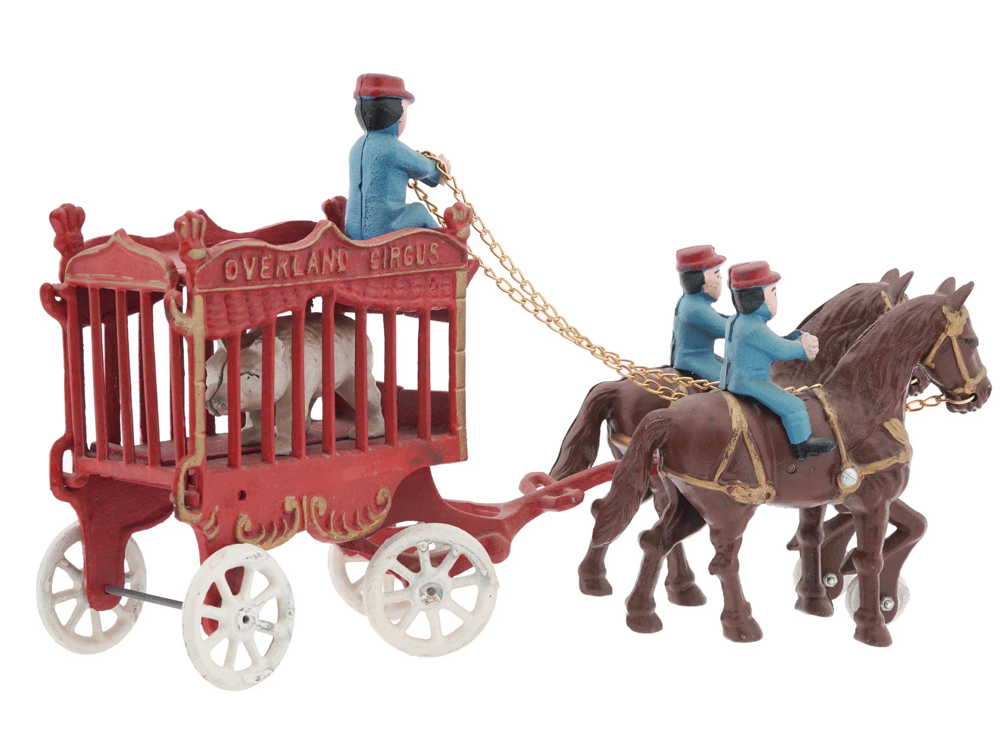 CAST IRON OVERLAND CIRCUS CAGE WAGON TOY C 1900 PIC-3