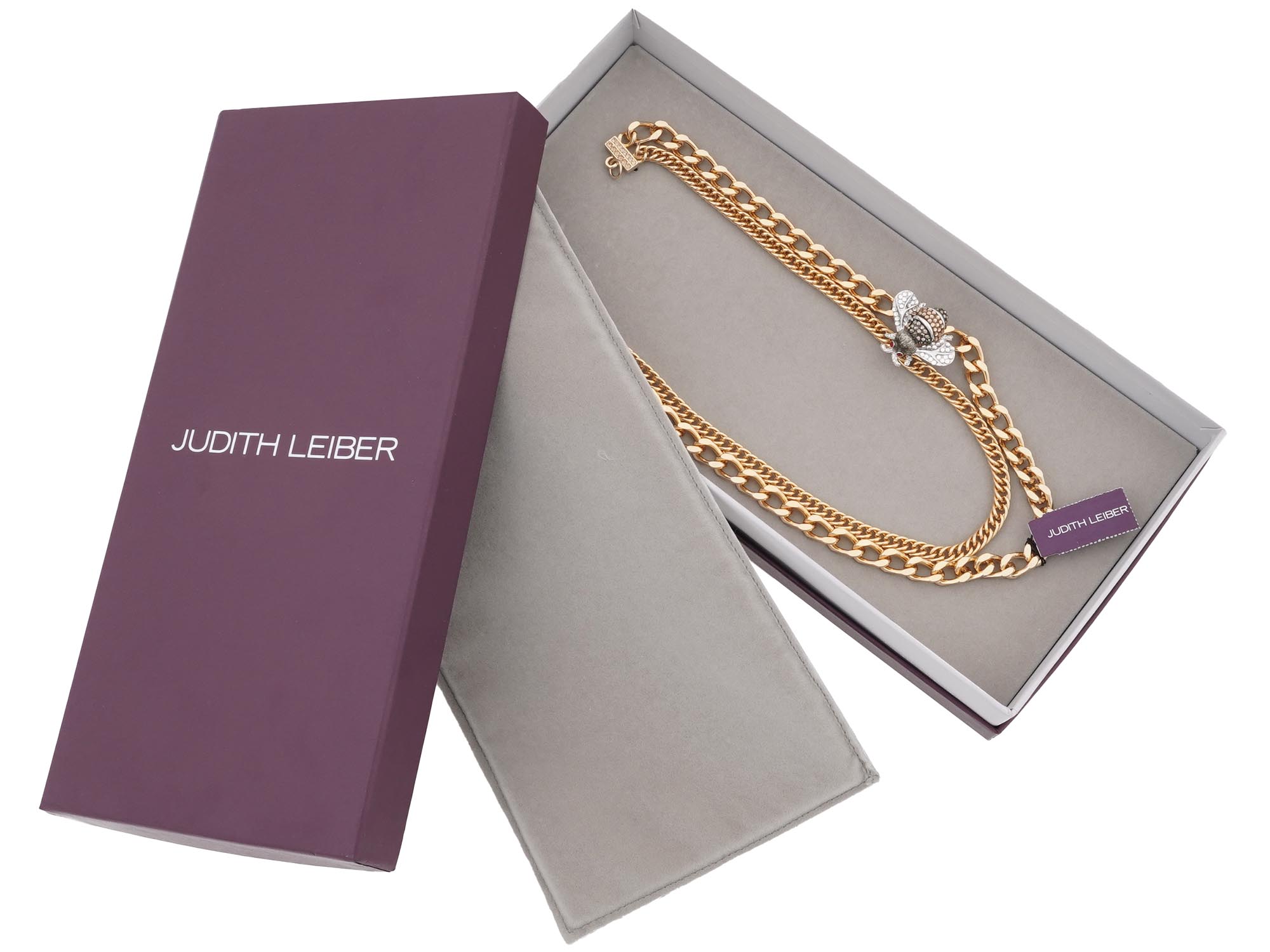 JUDITH LEIBER CHAIN NECKLACE WITH BEE PENDANT IOB PIC-0