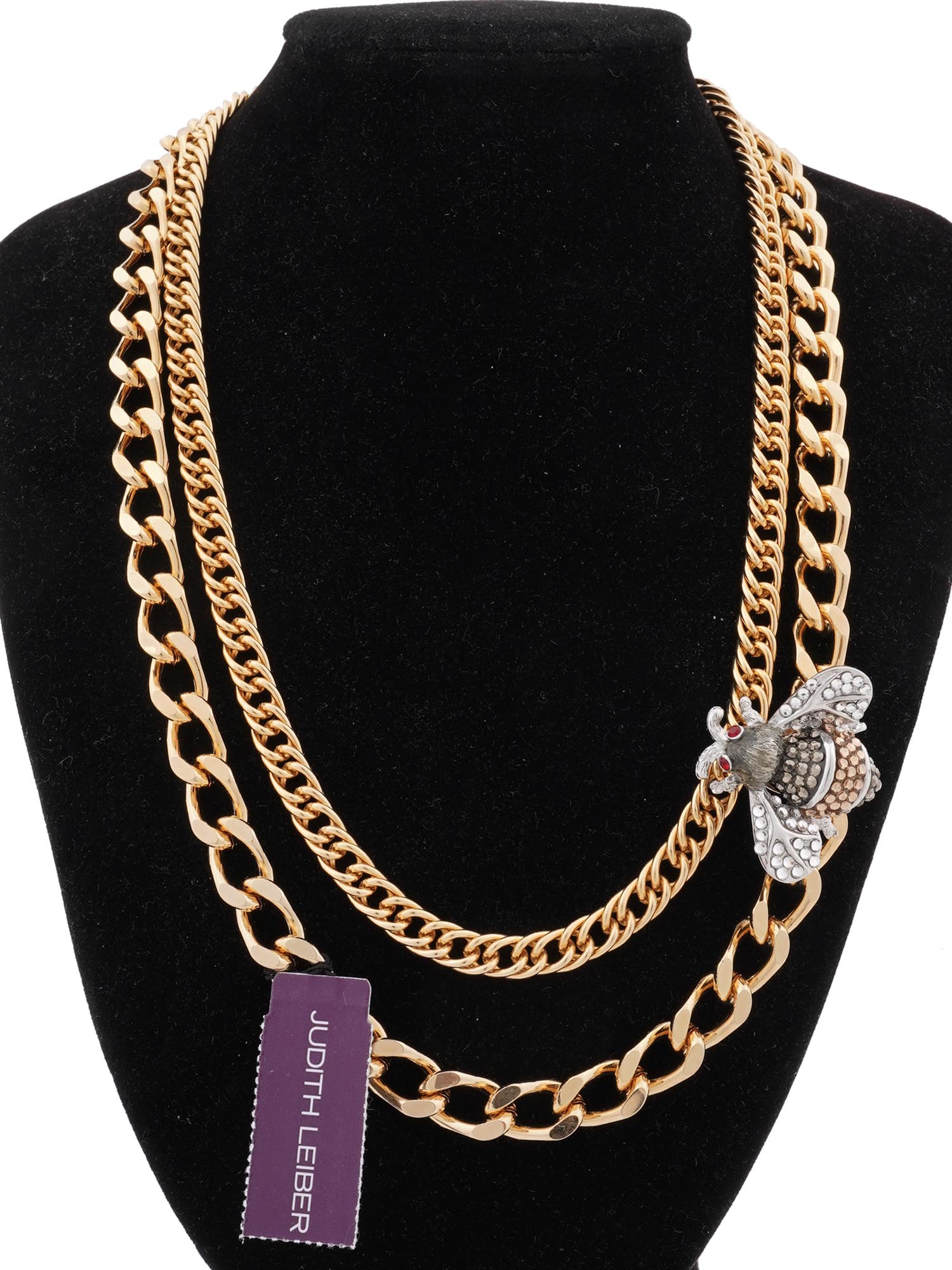 JUDITH LEIBER CHAIN NECKLACE WITH BEE PENDANT IOB PIC-1