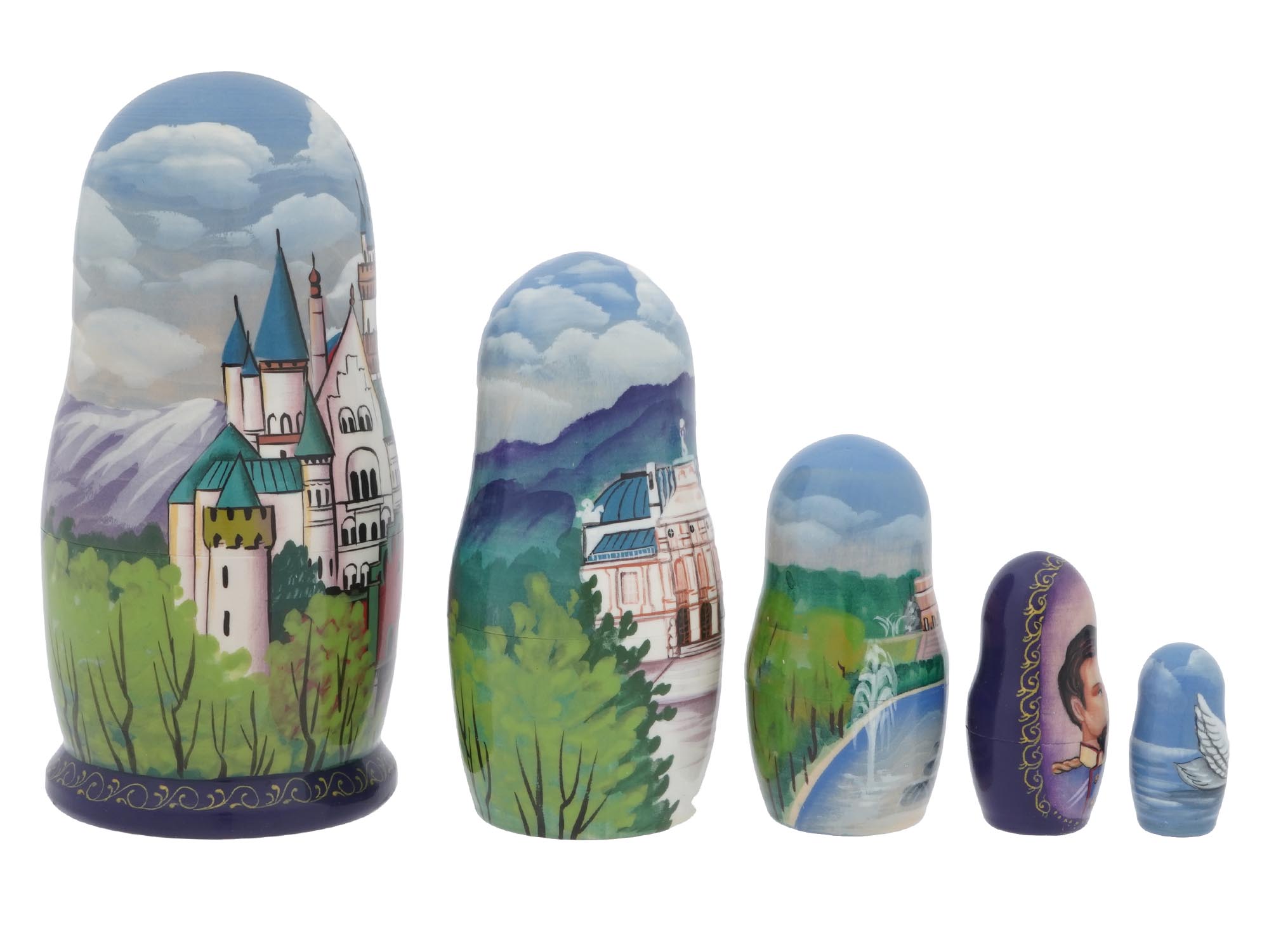 RUSSIAN NESTING DOLL BAVARIAN CASTLES SIGNED PIC-3