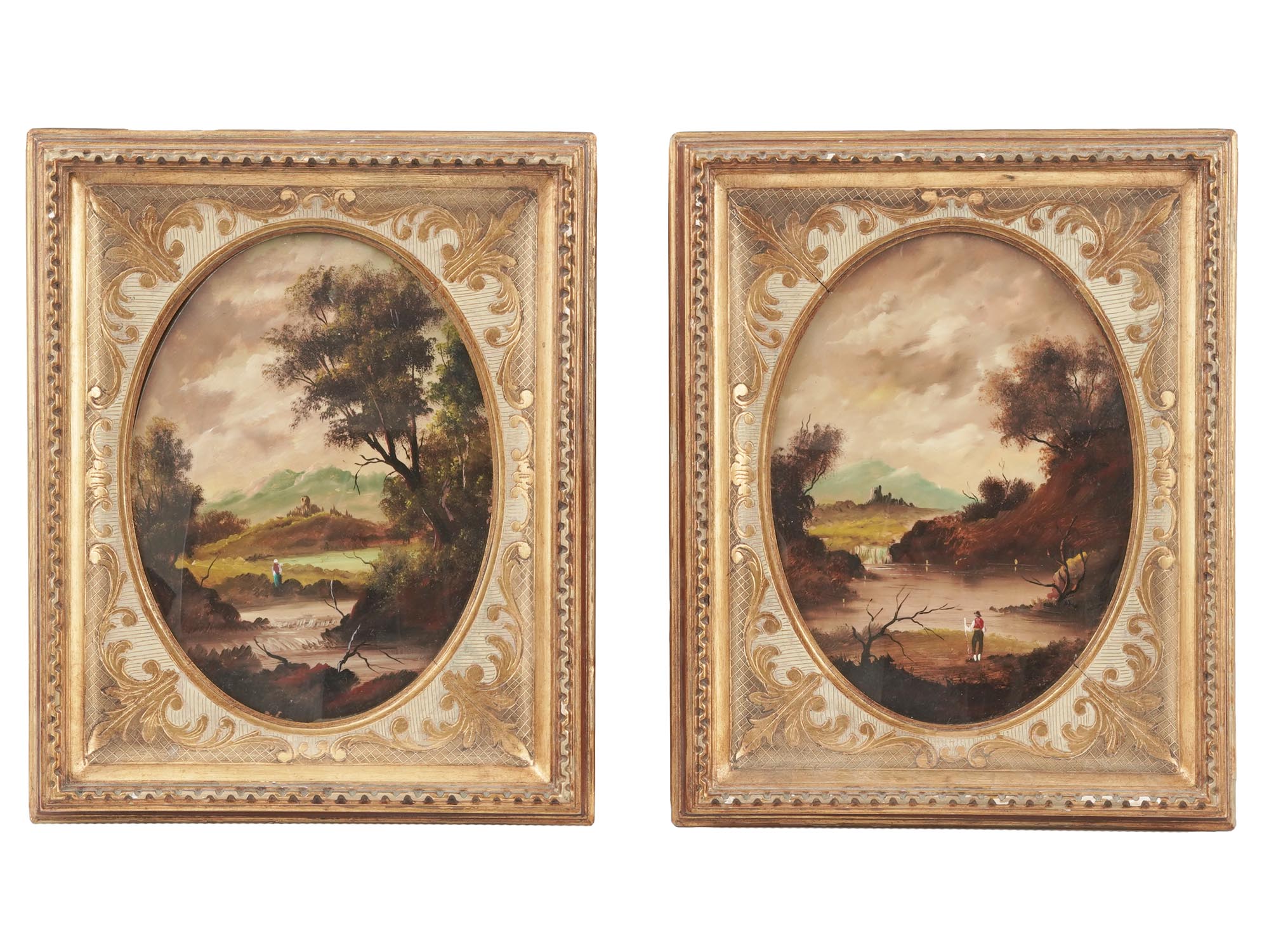 ANTIQUE 19TH C LANDSCAPE OIL ON COPPER PAINTINGS PIC-0