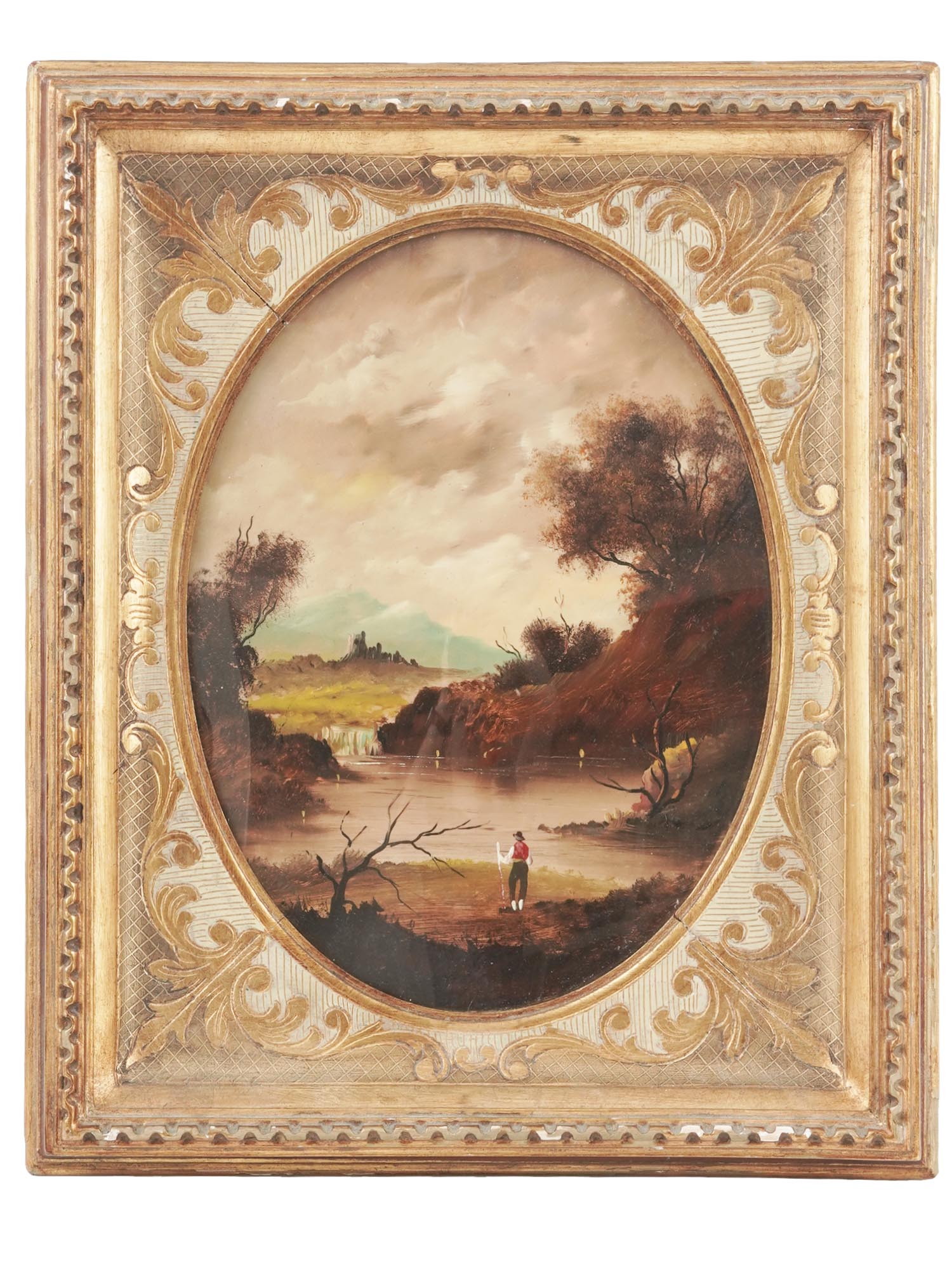 ANTIQUE 19TH C LANDSCAPE OIL ON COPPER PAINTINGS PIC-2