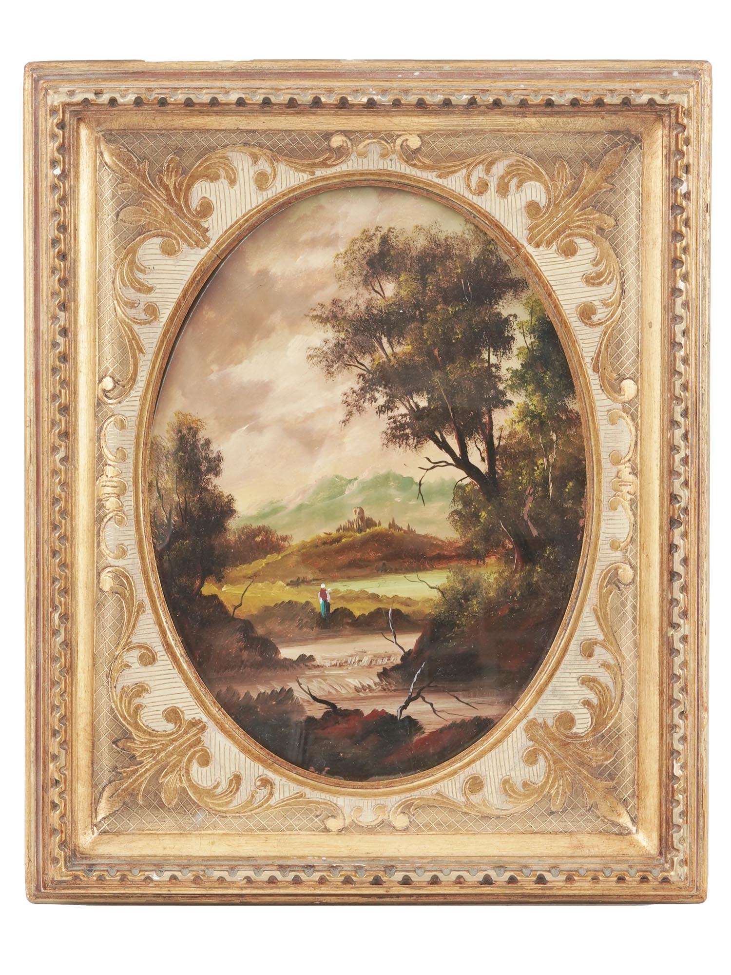 ANTIQUE 19TH C LANDSCAPE OIL ON COPPER PAINTINGS PIC-1