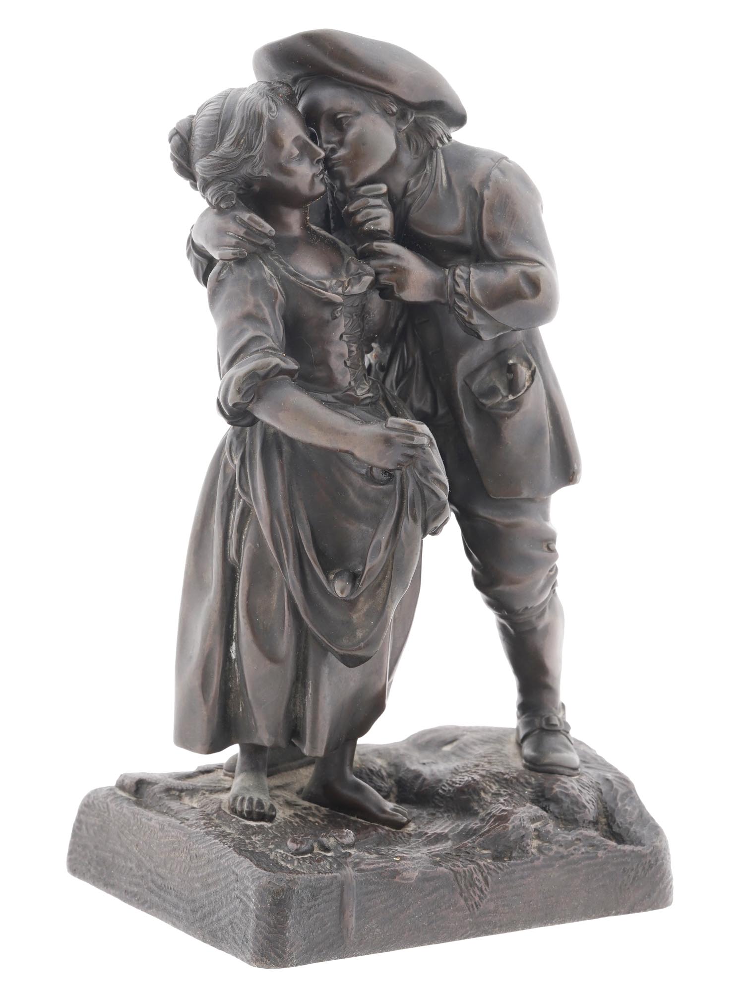 FRENCH BRONZE FIGURE OF LOVERS BY CHARLES LEBLANC PIC-0