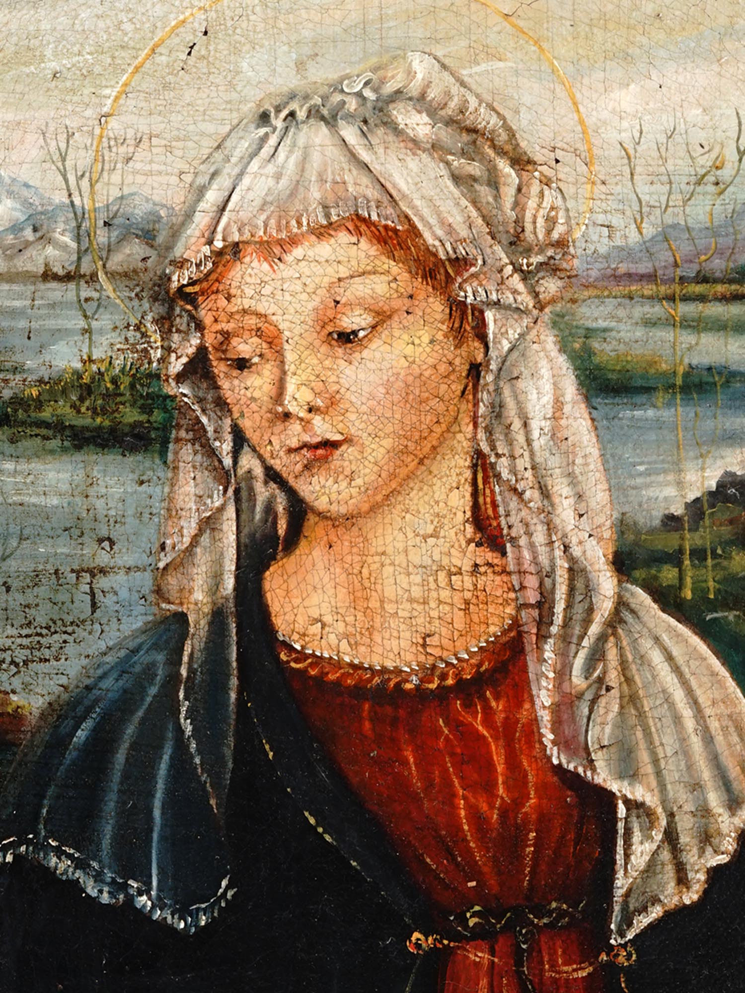 OIL PAINTING OF MADONNA AFTER FRANCESCO BOTTICINI PIC-1