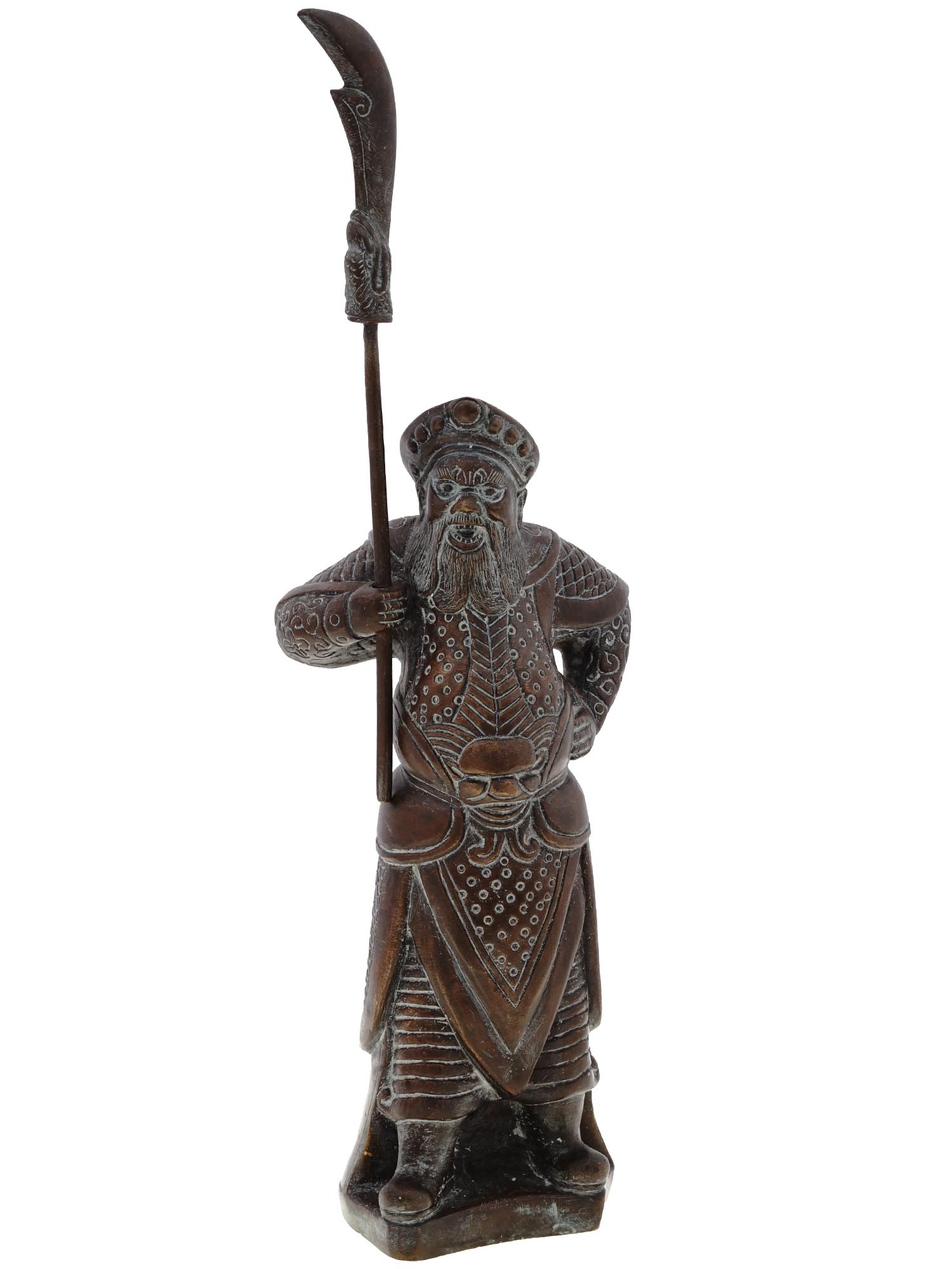 CHINESE PATINATED BRASS SCULPTURE OF GUAN YU GONG PIC-1