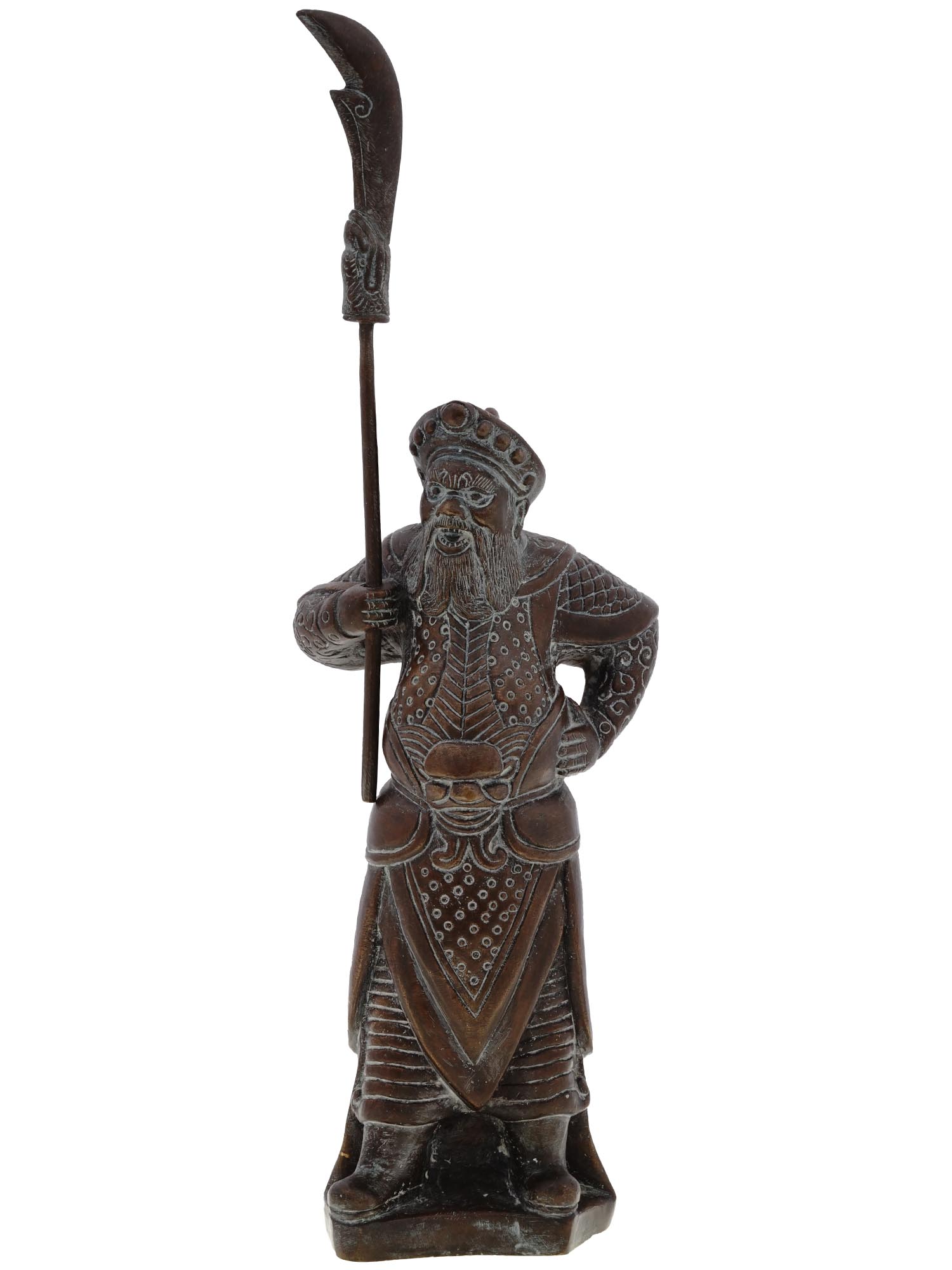 CHINESE PATINATED BRASS SCULPTURE OF GUAN YU GONG PIC-0