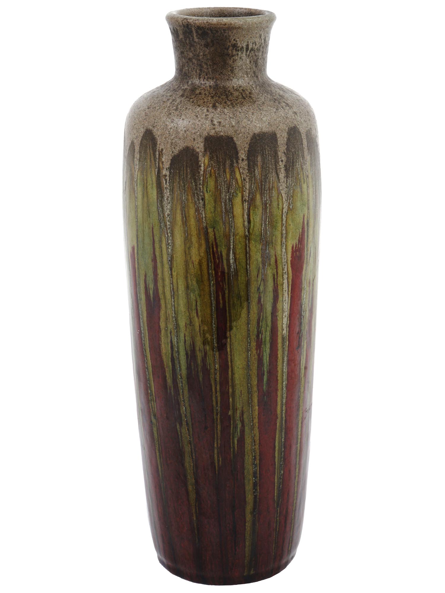 FRENCH ART DECO DRIP GLAZED STONEWARE VASE SIGNED PIC-1