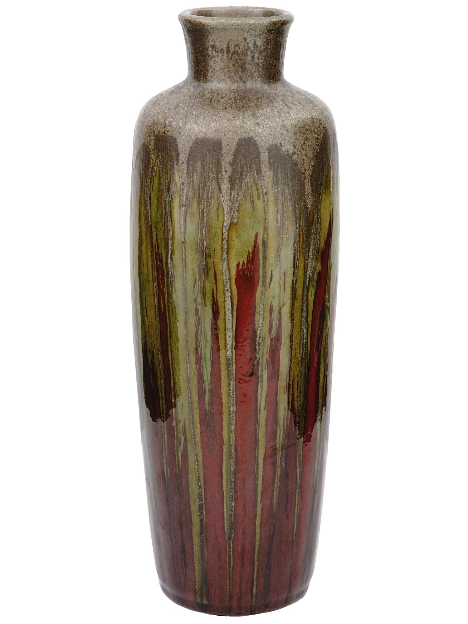 FRENCH ART DECO DRIP GLAZED STONEWARE VASE SIGNED PIC-0