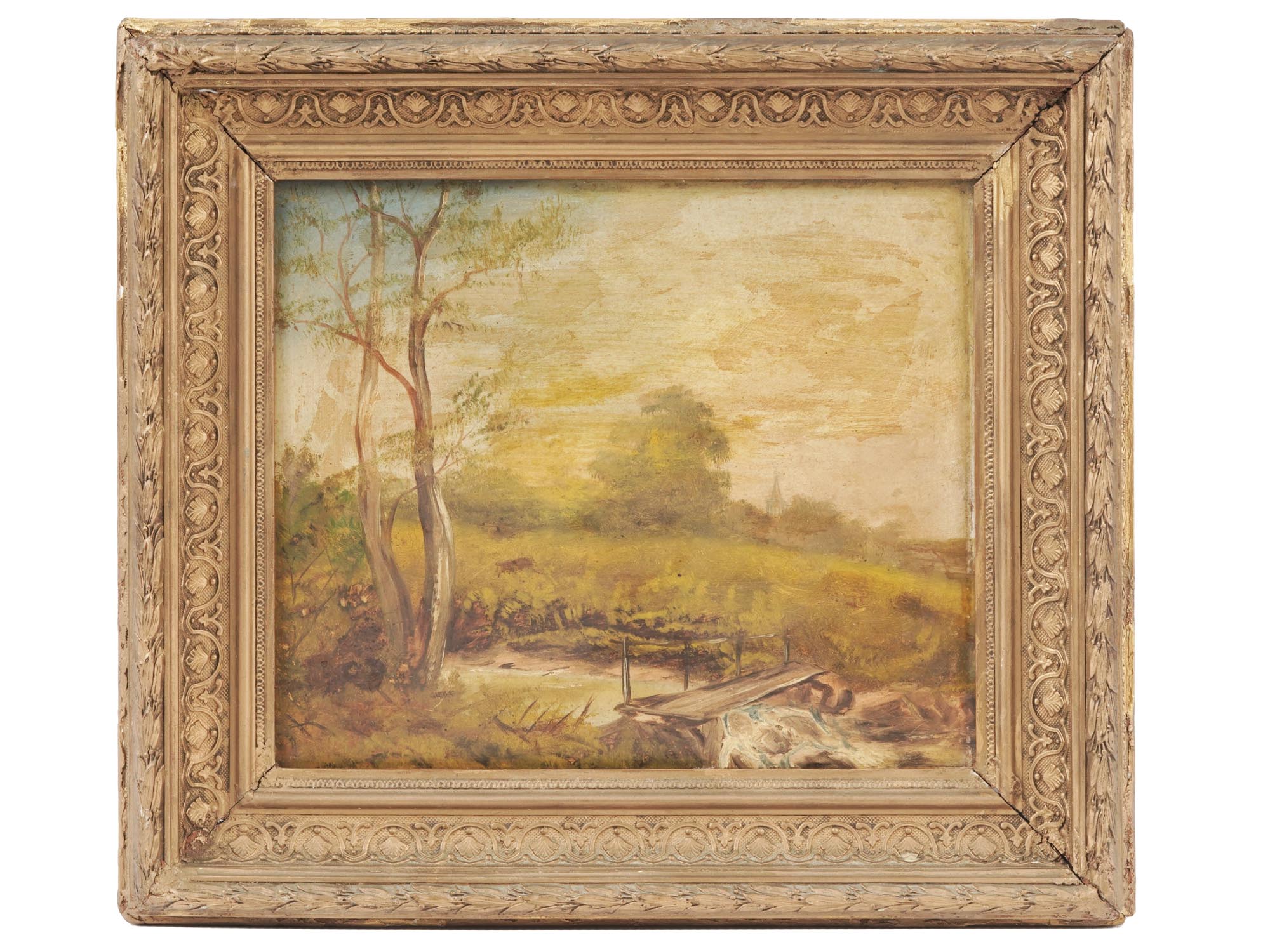 ANTIQUE EARLY 20TH C LANDSCAPE OIL PAINTING PIC-0