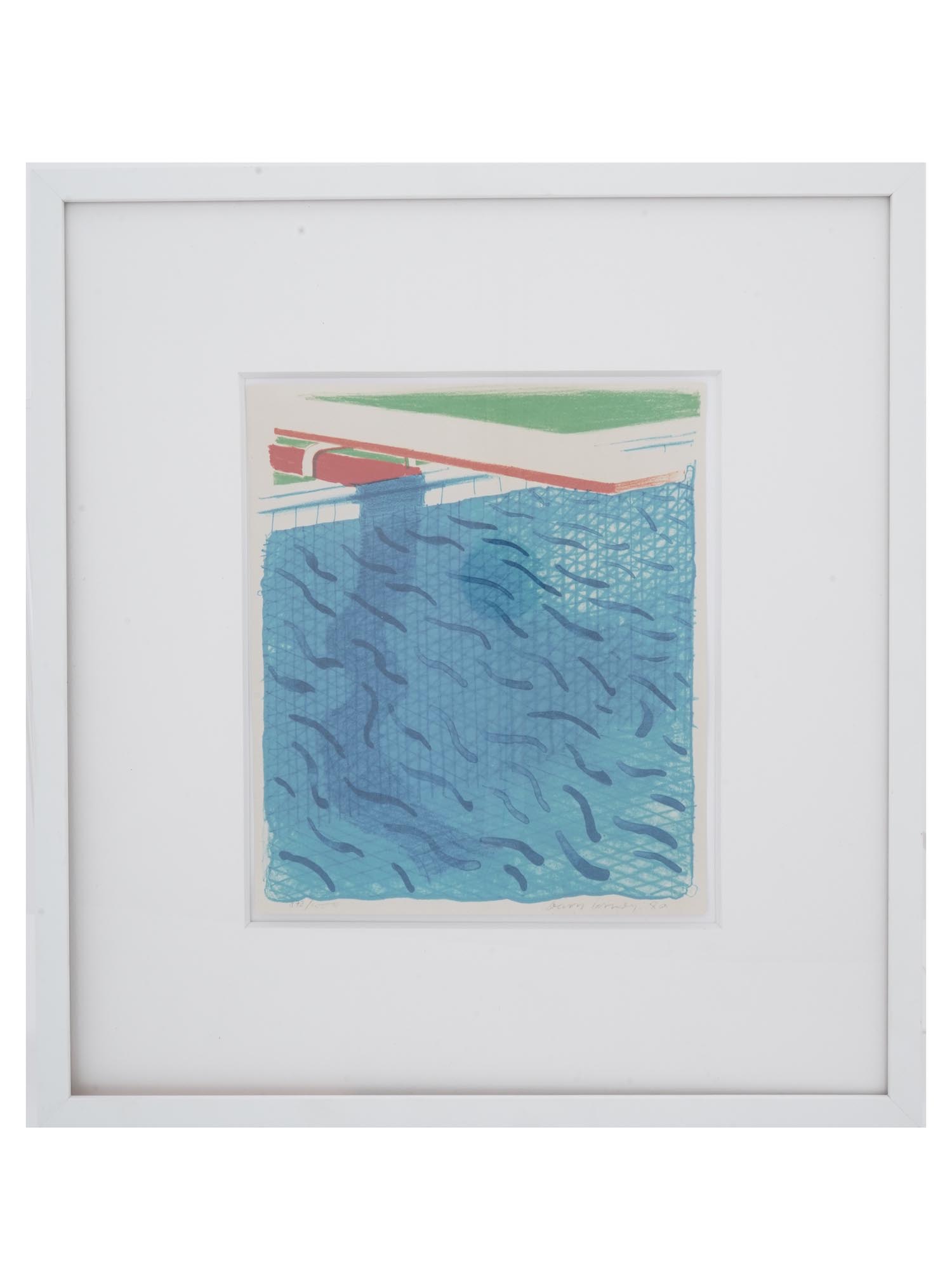 POOL COLOR LITHOGRAPH WITH BOOK BY DAVID HOCKNEY PIC-1