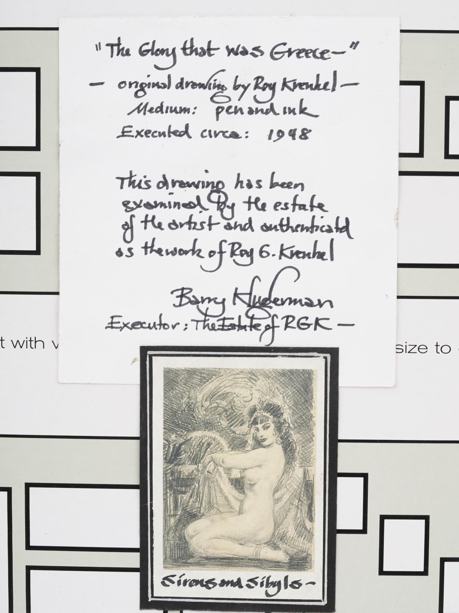 1940S INK PAINTING FEMALE NUDE BY ROY G. KRENKEL PIC-4