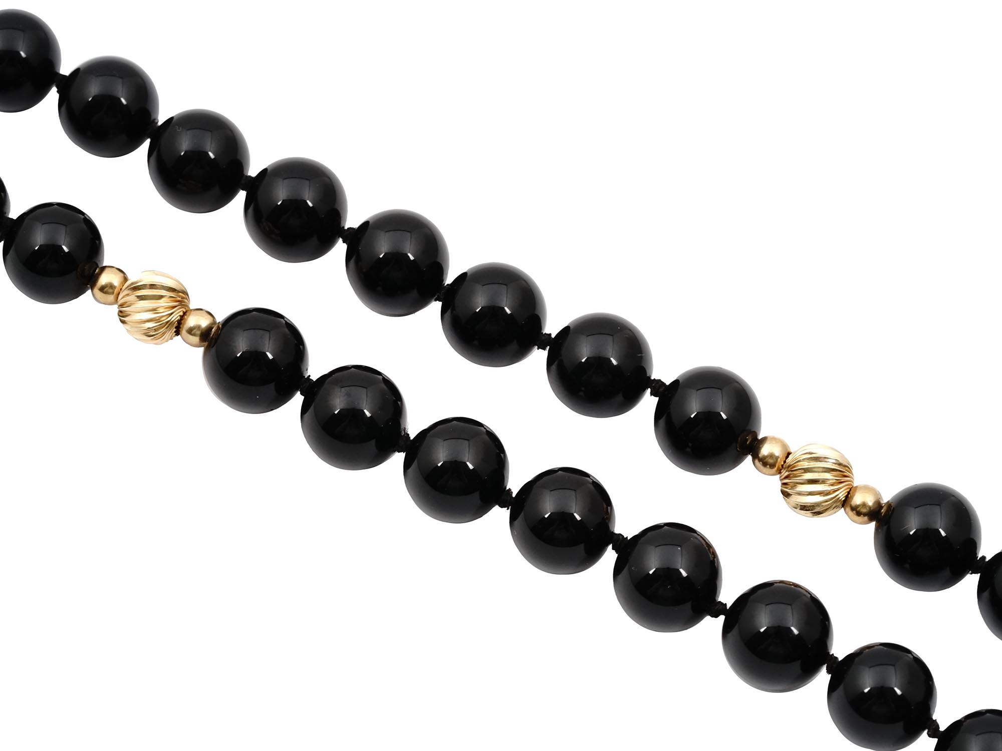 14K GOLD BLACK ONYX BEADED NECKLACE BY FORTUNOFF PIC-1