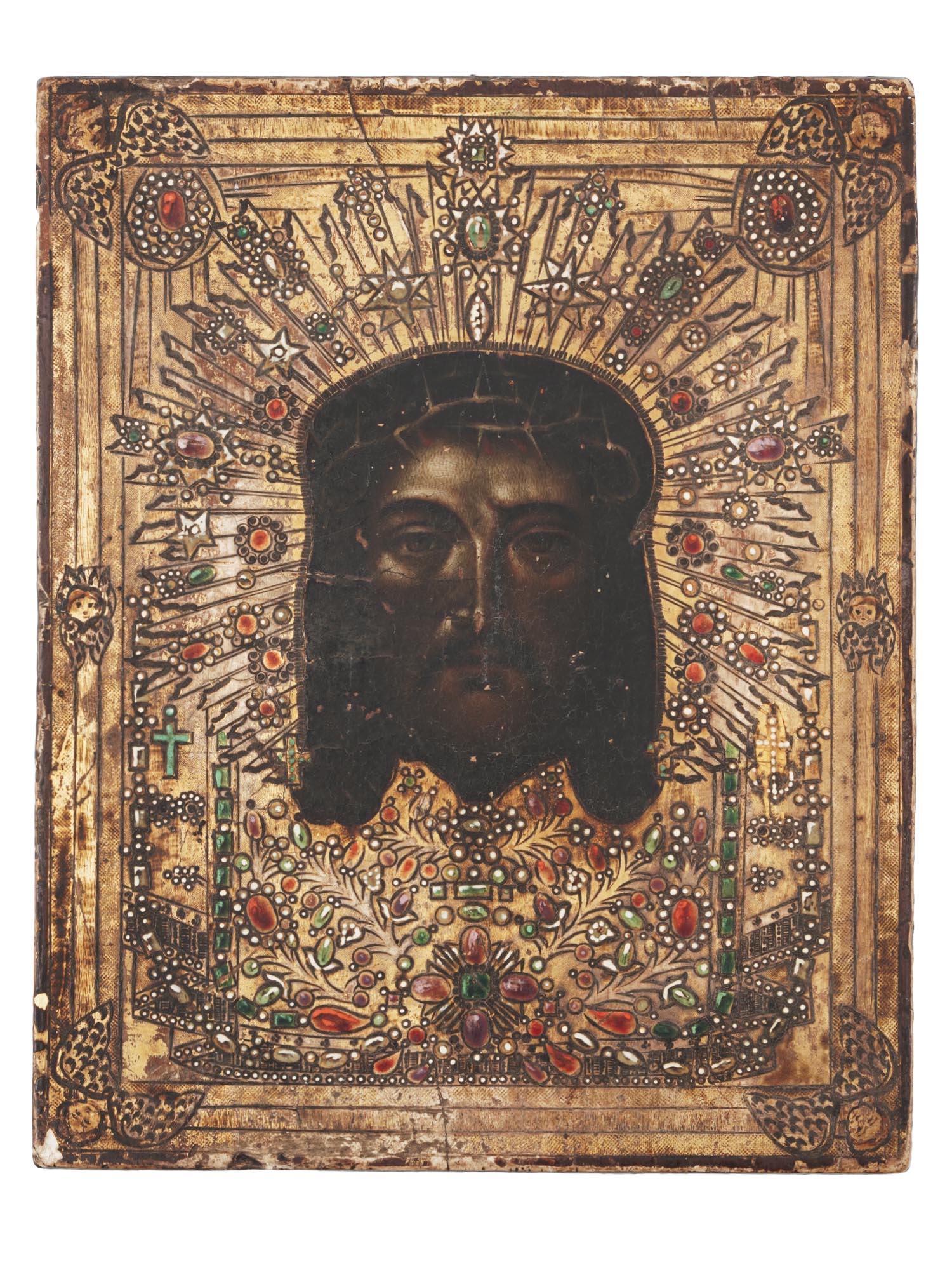 ANTIQUE RUSSIAN ICON HOLY FACE OF JESUS CHRIST PIC-0