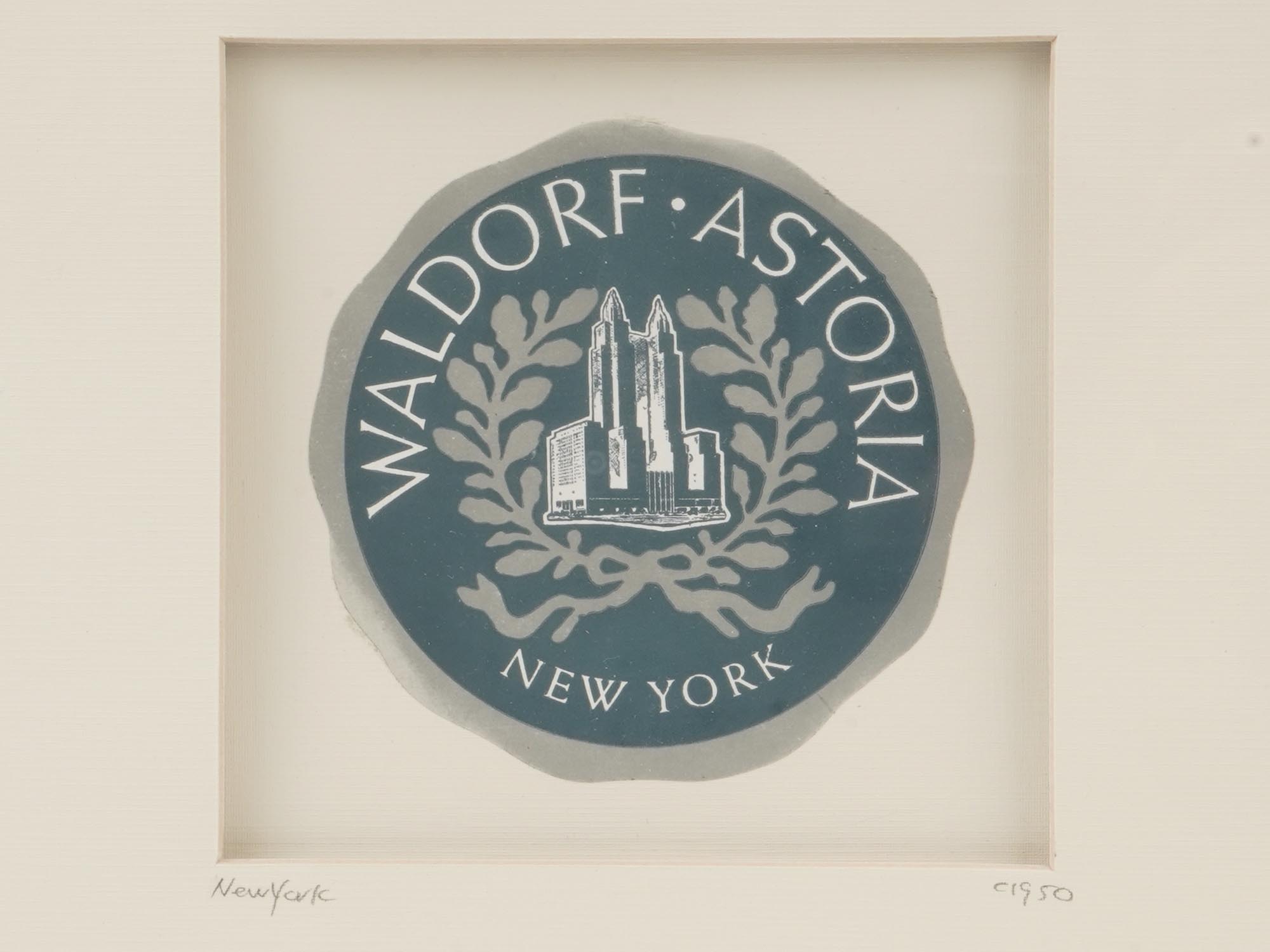 MID CENTURY WALDORF ASTORIA NEW YORK HOTEL LABEL PIC-1