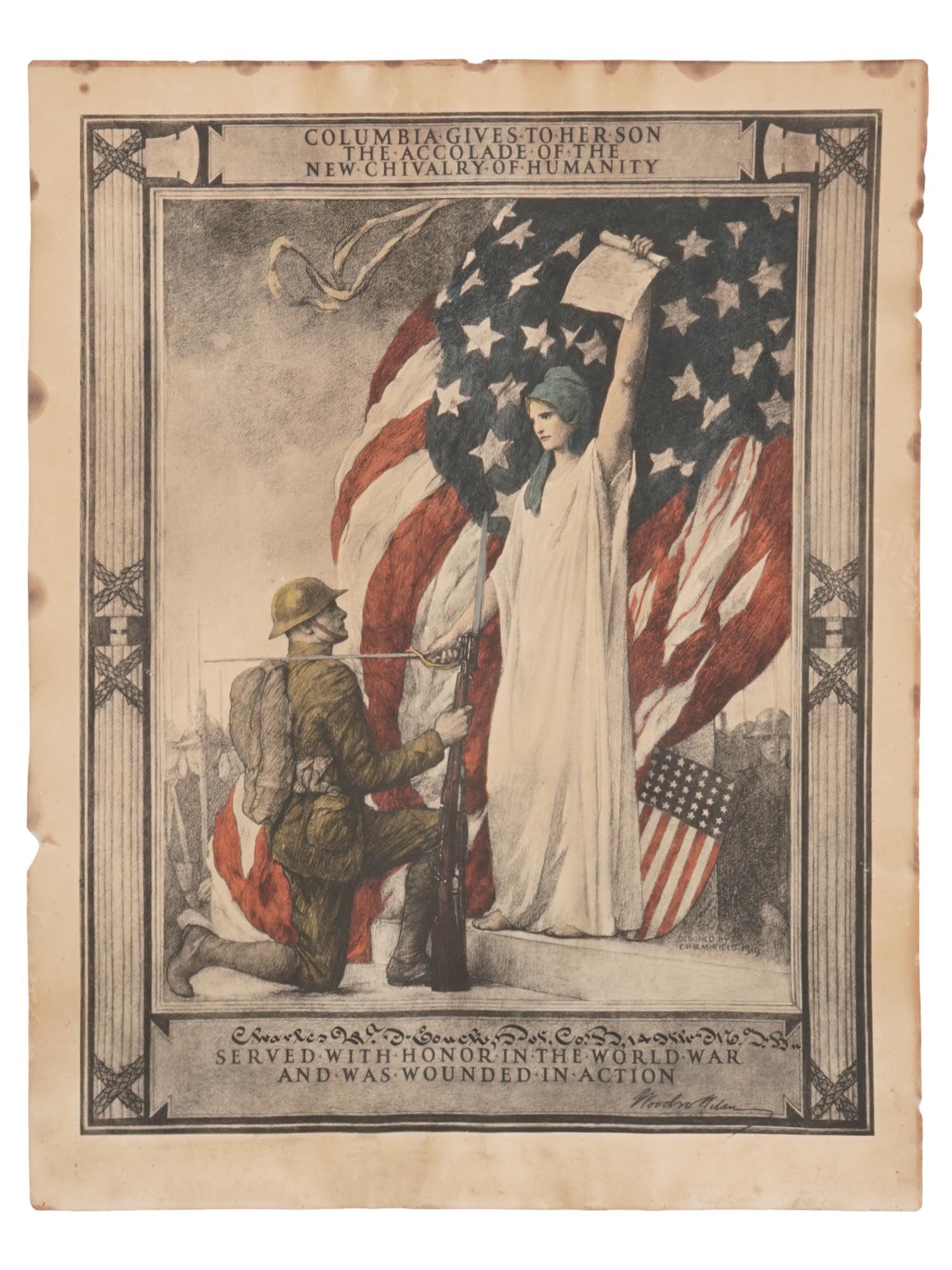 WWI AMERICAN LITHOGRAPH CERTIFICATE BY BLASHFIELD