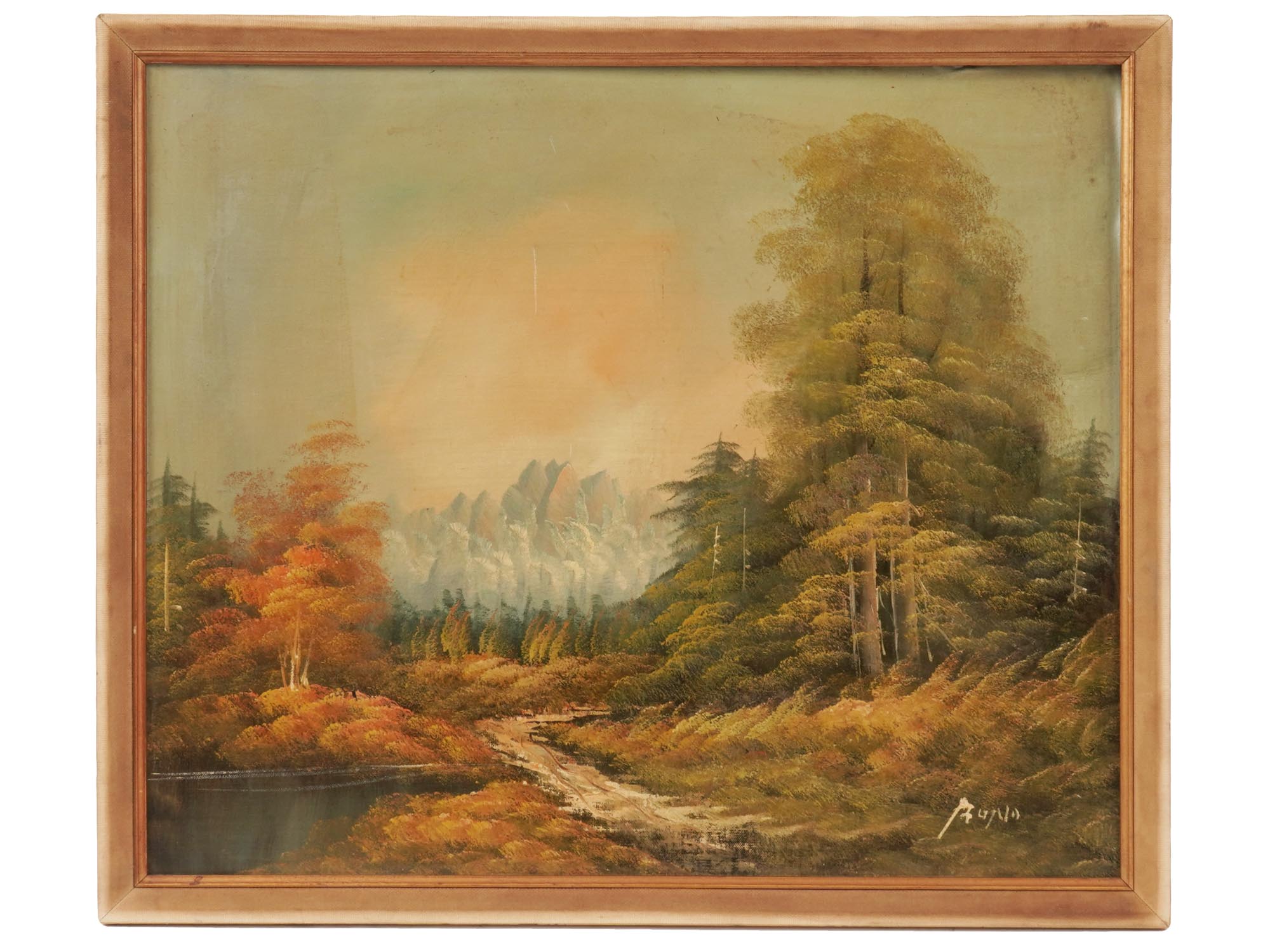 MID CENTURY AMERICAN LANDSCAPE PAINTING BY RUNA PIC-0