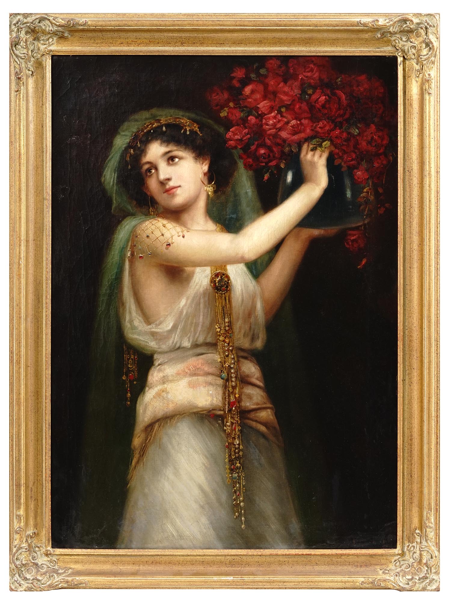 ORIENTALIST LADY PAINTING BY ALOIS BROCH C 1900 PIC-0