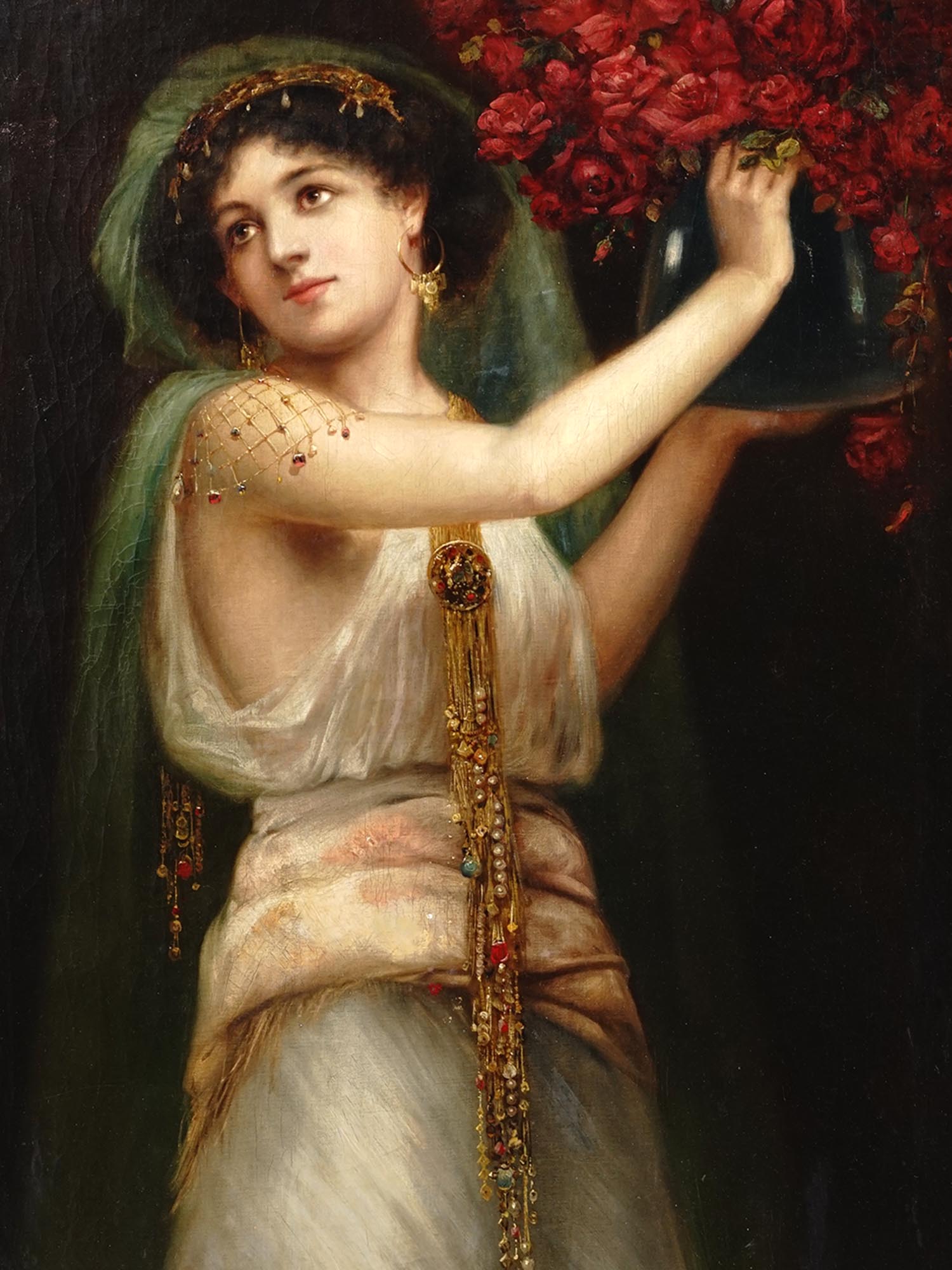 ORIENTALIST LADY PAINTING BY ALOIS BROCH C 1900 PIC-1