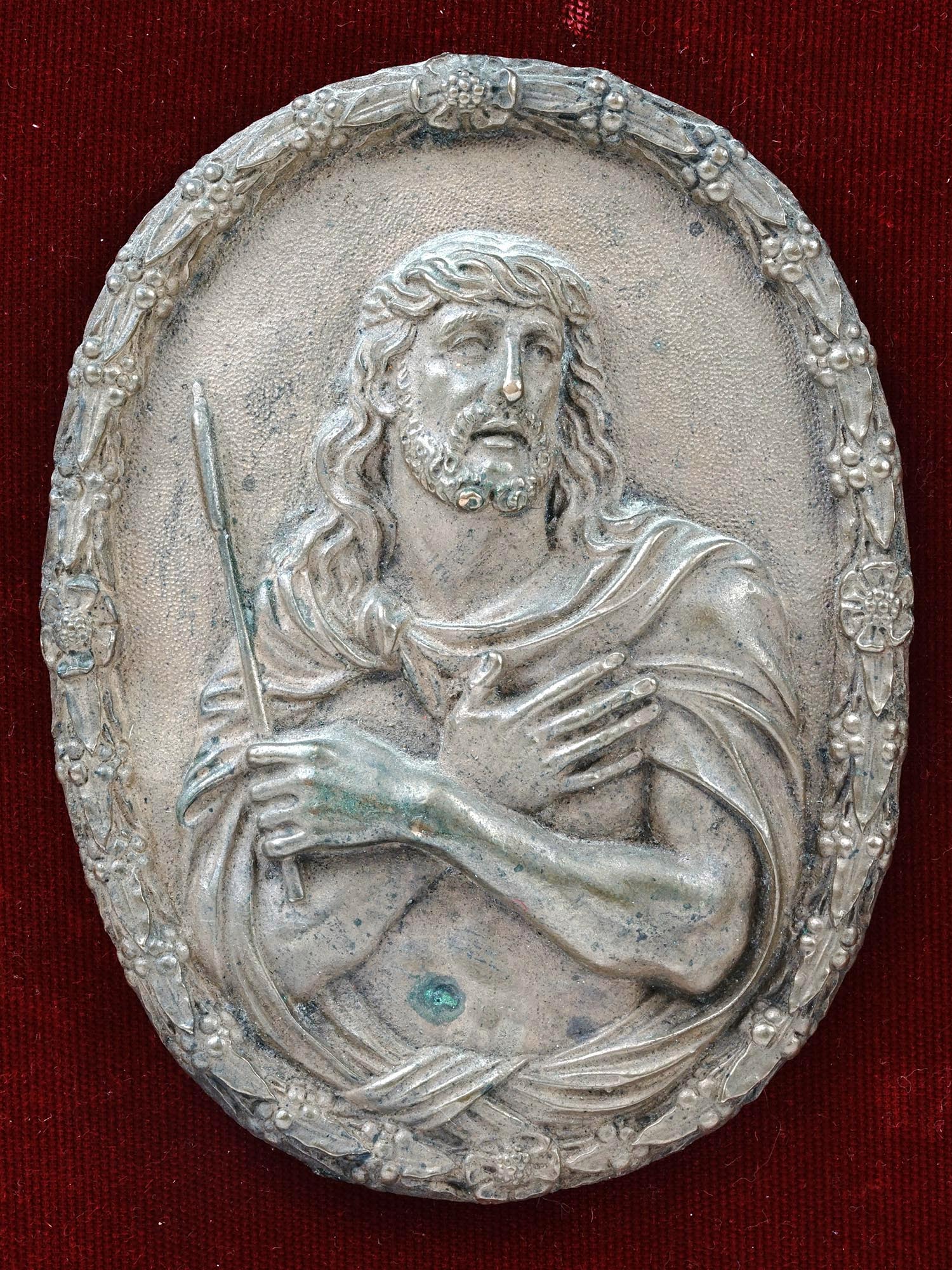 ANTIQUE RELIEF PLAQUE OF JESUS CHRIST FRAMED PIC-1