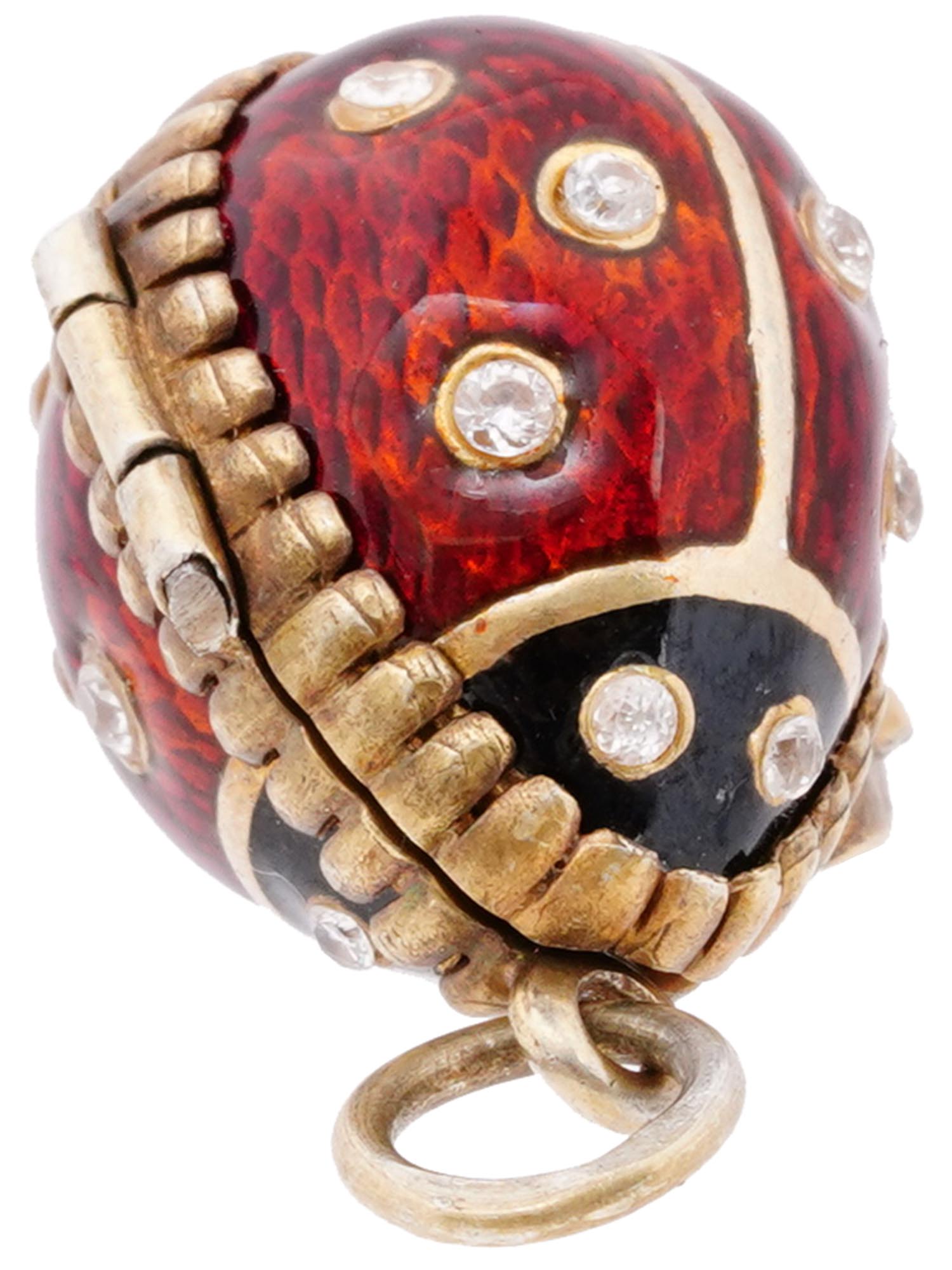 RUSSIAN GILT SILVER LADYBUG PENDANT WITH DIAMONDS PIC-3