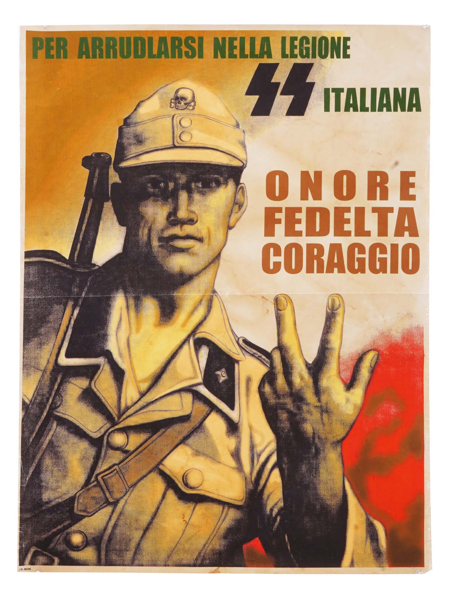 WWII NAZI GERMAN ITALIAN LEGION PROPAGANDA POSTER PIC-0