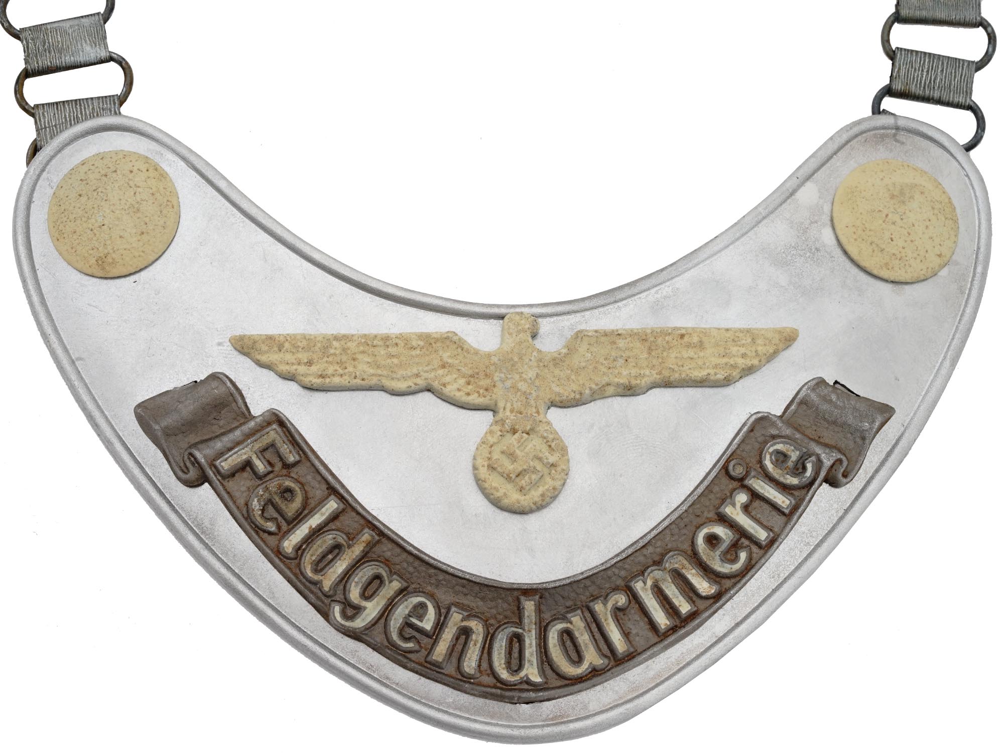 WWII NAZI GERMAN MILITARY FIELD POLICE GORGET PIC-2