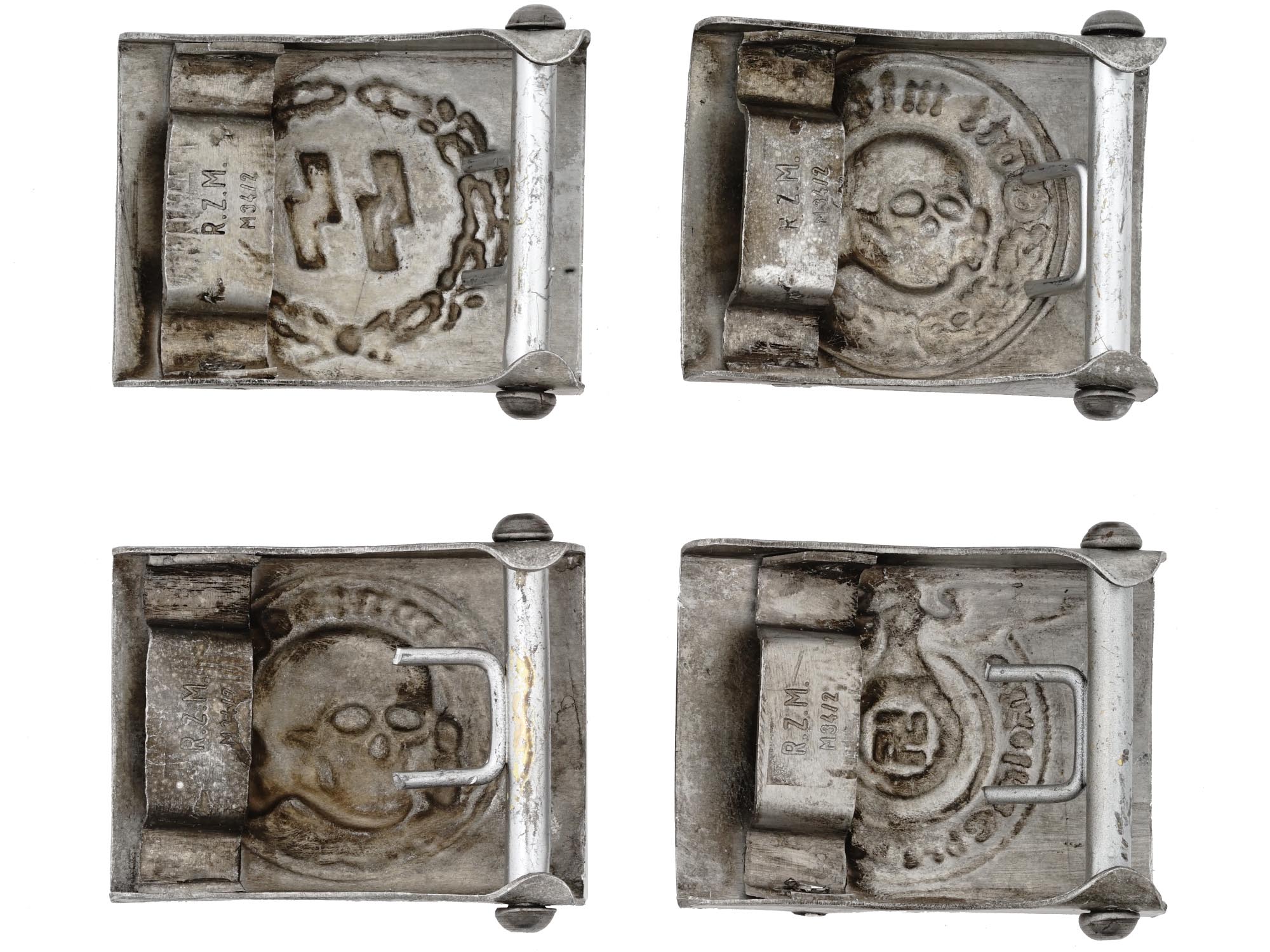 WWII NAZI GERMAN WAFFEN SS TOTENKOPF BELT BUCKLES PIC-2