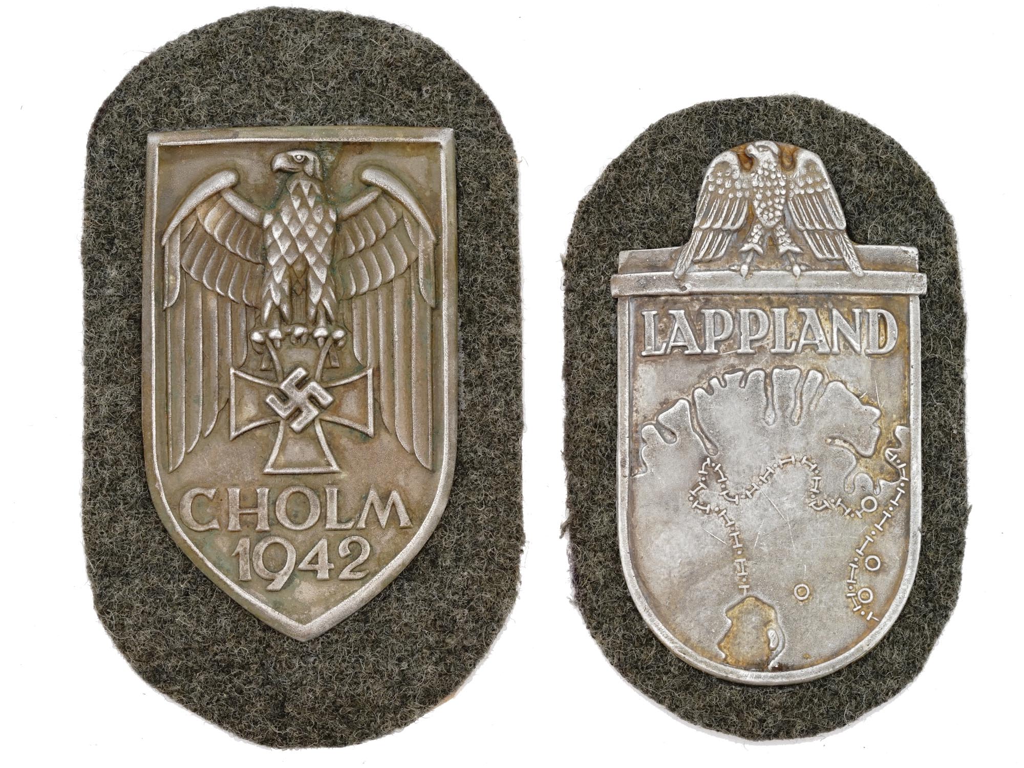 WWII GERMAN MILITARY CHOLM AND LAPLAND SHIELDS PIC-1