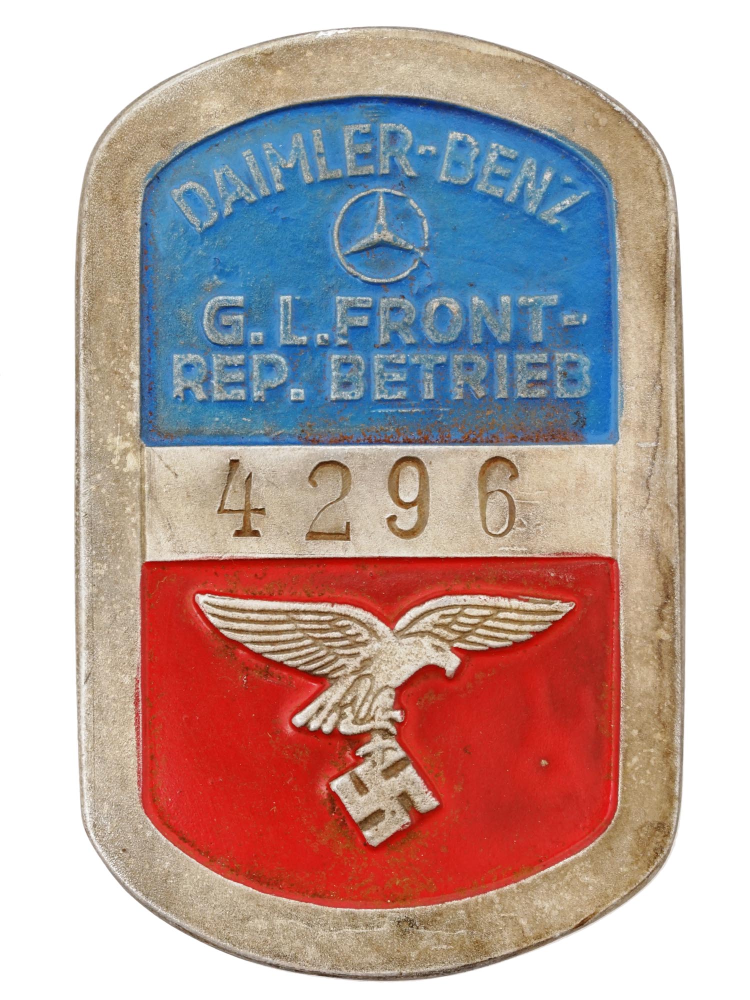 WWII NAZI GERMAN BENZ FACTORY EMPLOYEE BADGE PIC-0