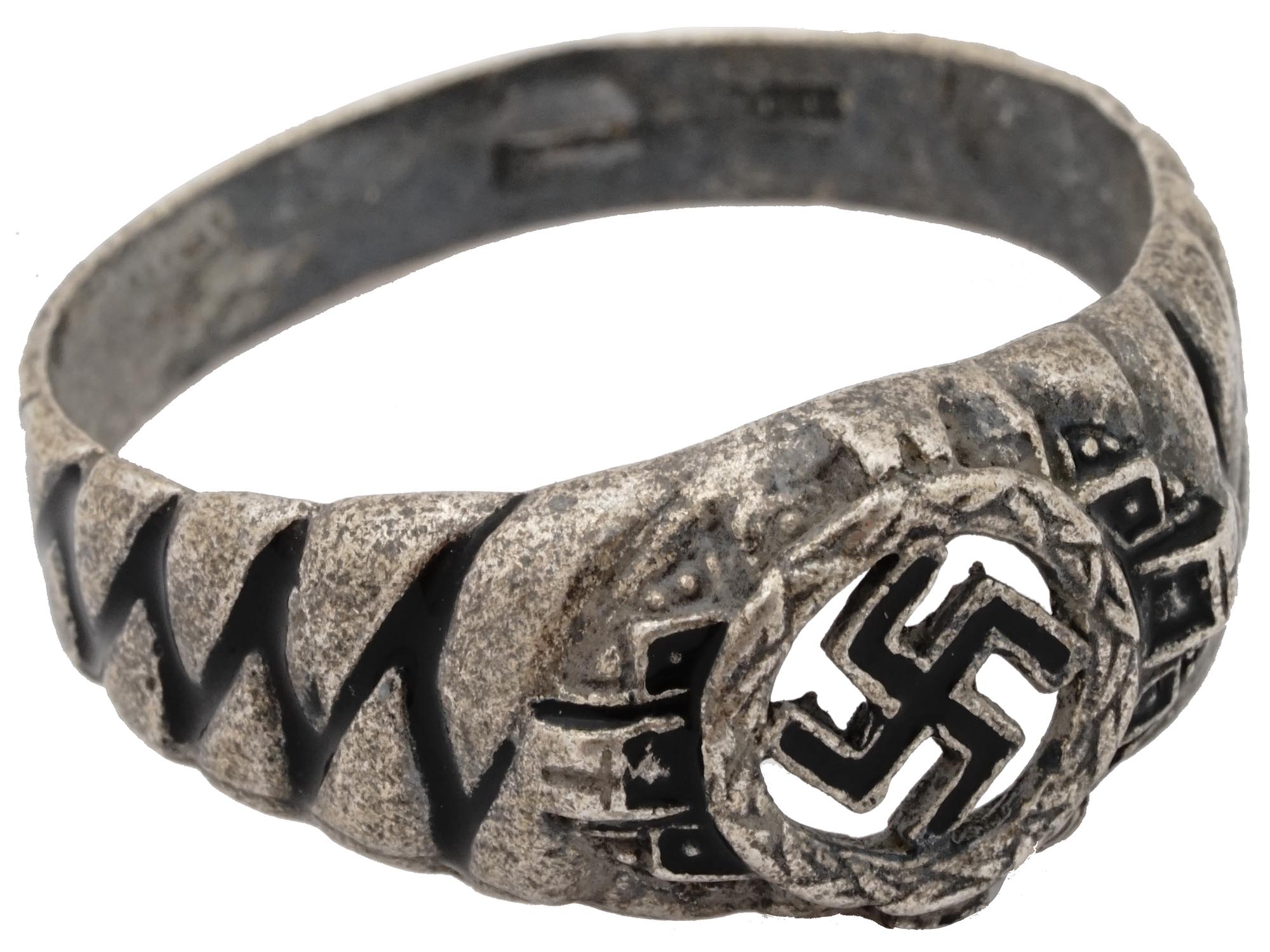 WWII NAZI GERMAN ERA 800 SILVER NSDAP MEMBER RING PIC-0