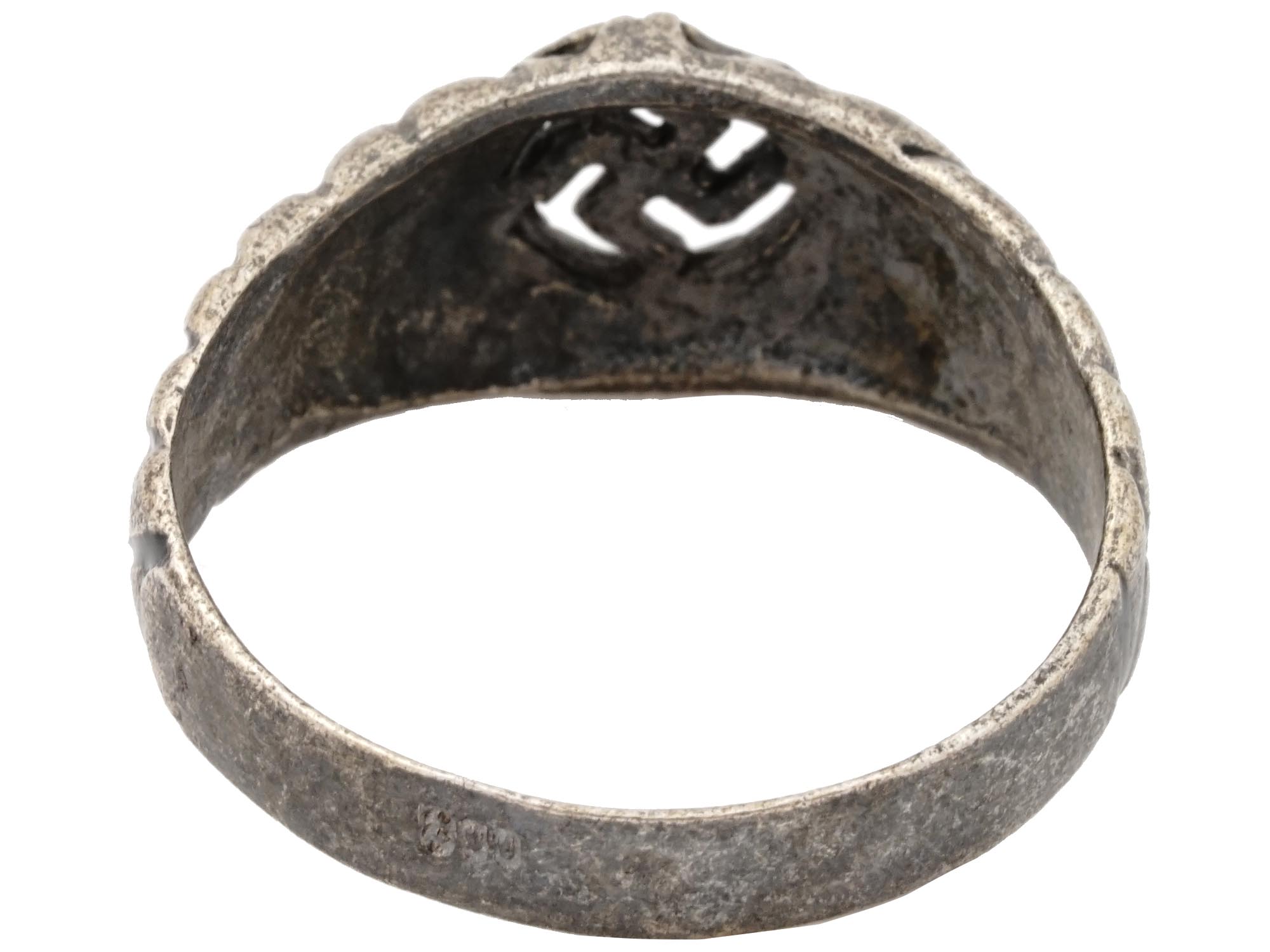 WWII NAZI GERMAN ERA 800 SILVER NSDAP MEMBER RING PIC-2