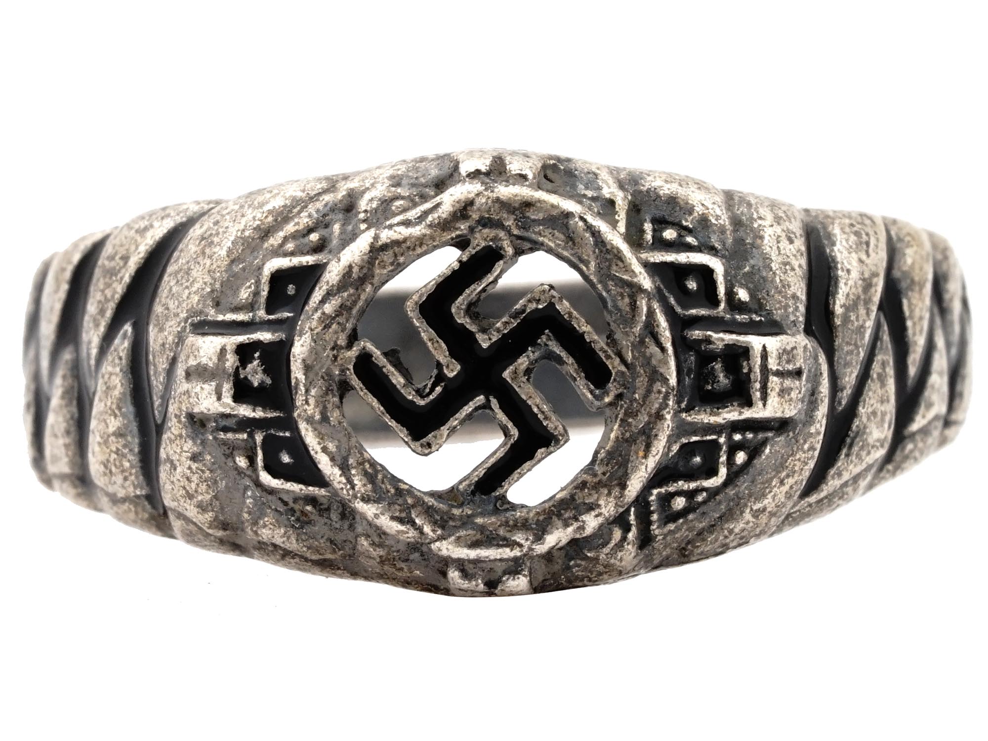 WWII NAZI GERMAN ERA 800 SILVER NSDAP MEMBER RING PIC-1
