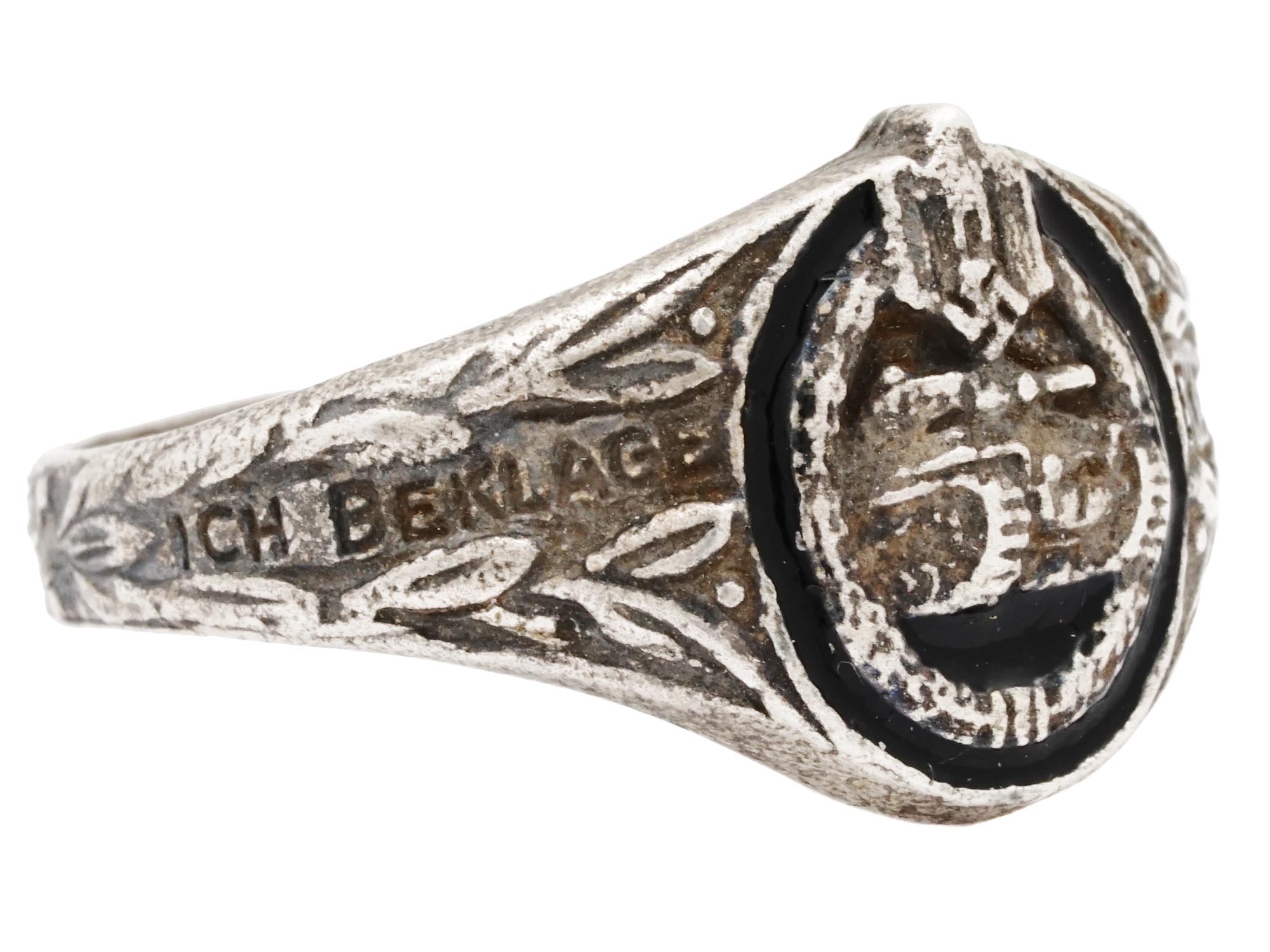 WWII GERMAN WAFFEN SS PANZER ASSAULT SILVER RING PIC-1