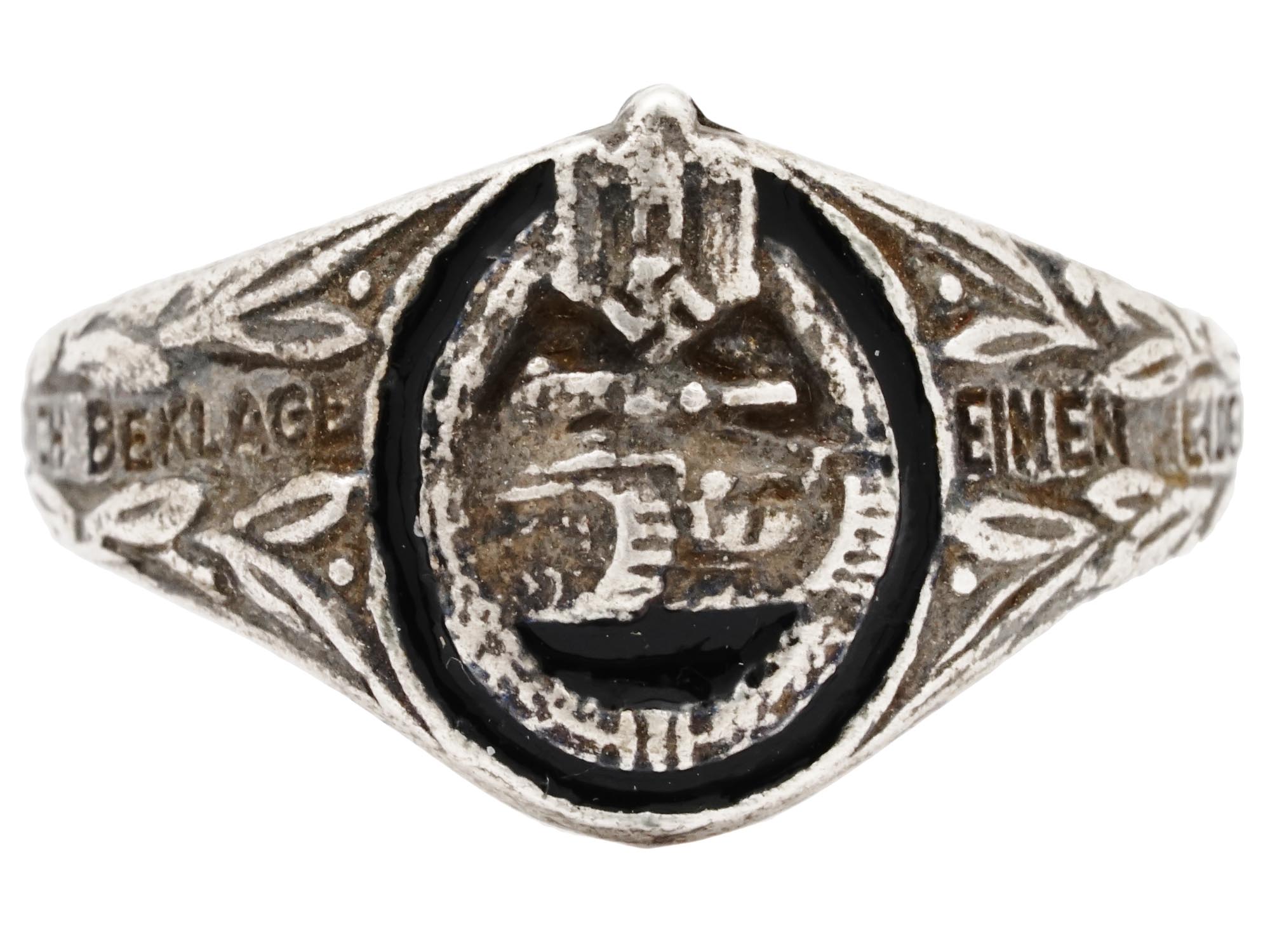 WWII GERMAN WAFFEN SS PANZER ASSAULT SILVER RING PIC-0