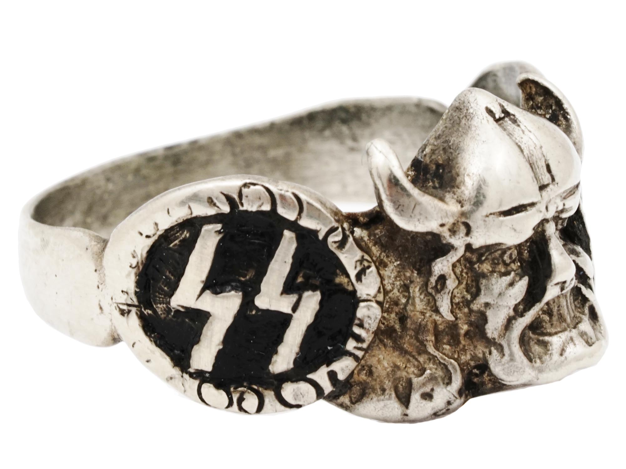 WWII GERMAN THIRD REICH SS 800 SILVER WIKING RING PIC-1