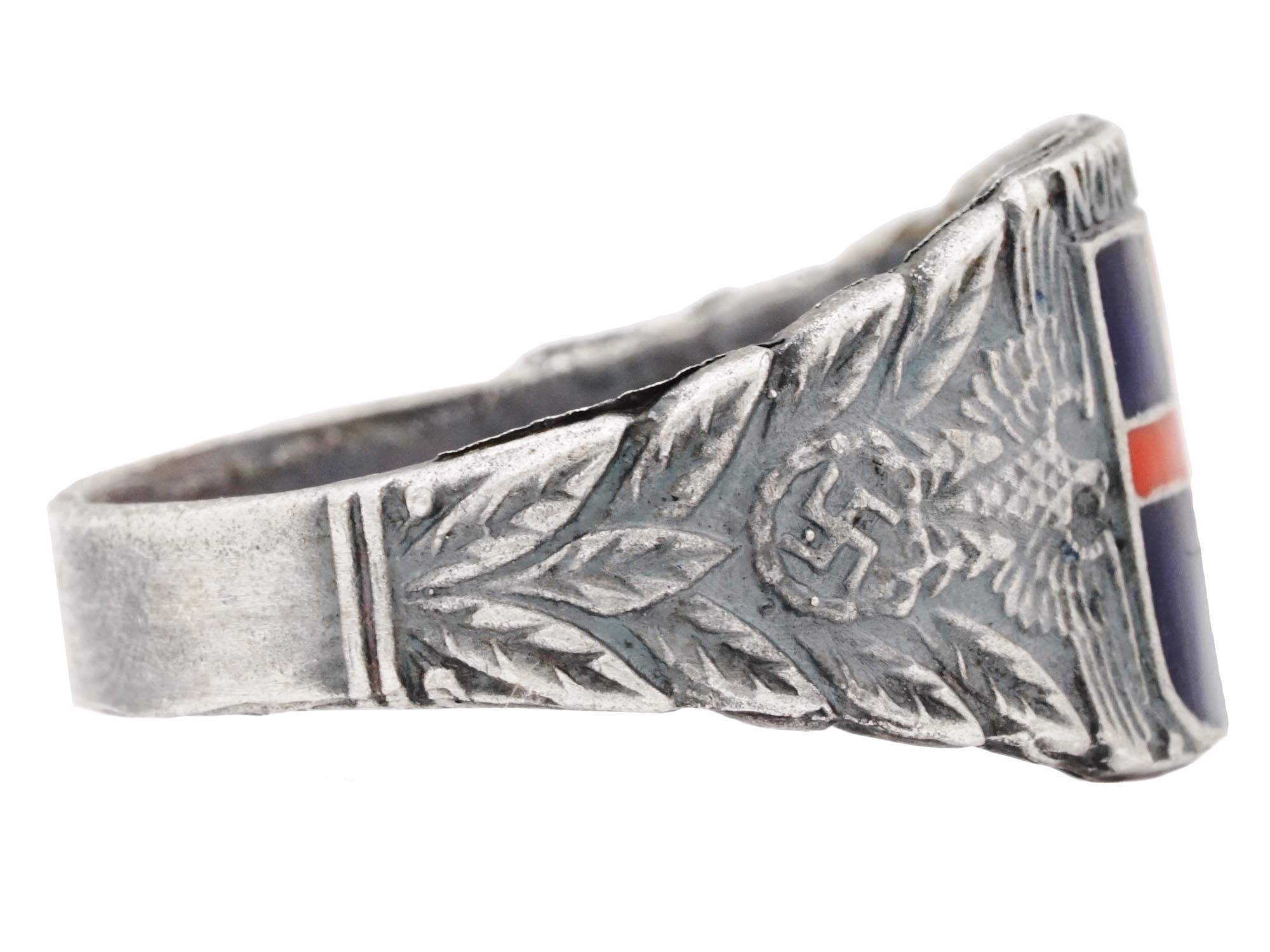 WWII GERMAN WAFFEN SS WIKING NORDLAND SILVER RING PIC-2