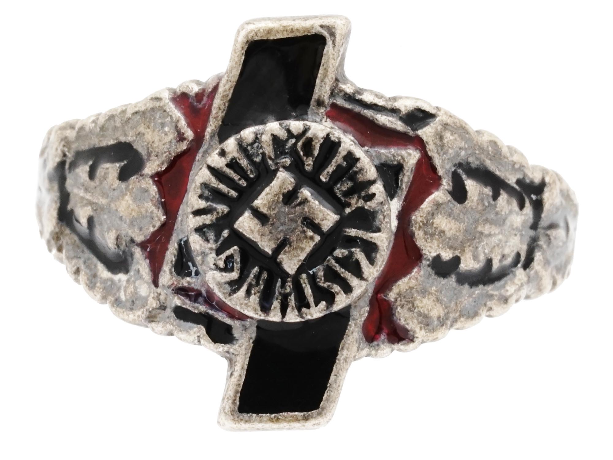 WWII GERMAN HITLER YOUTH LEADER 800 SILVER RING PIC-0