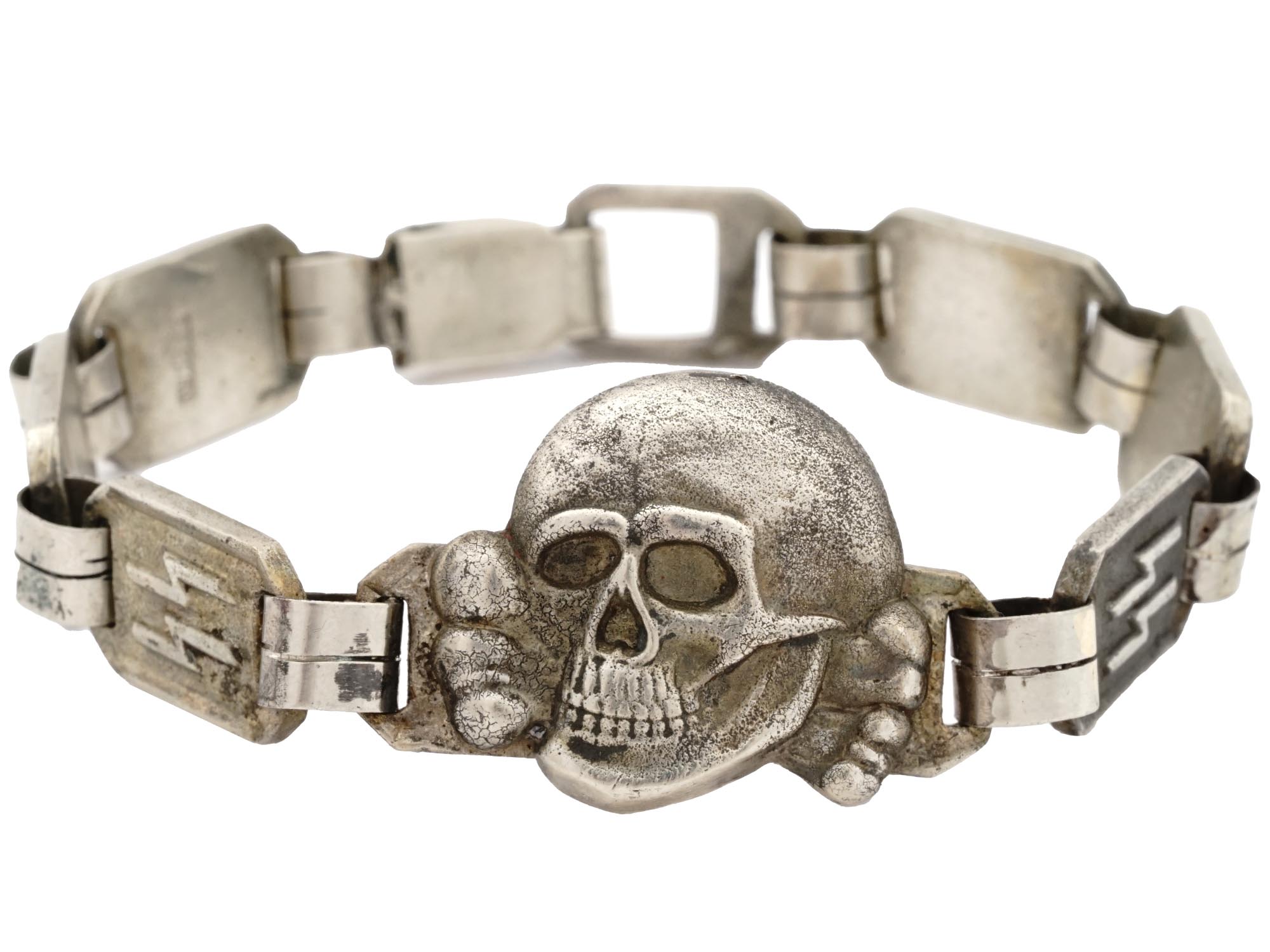 WWII NAZI GERMAN ERA WAFFEN SS TOTENKOPF BRACELET PIC-1