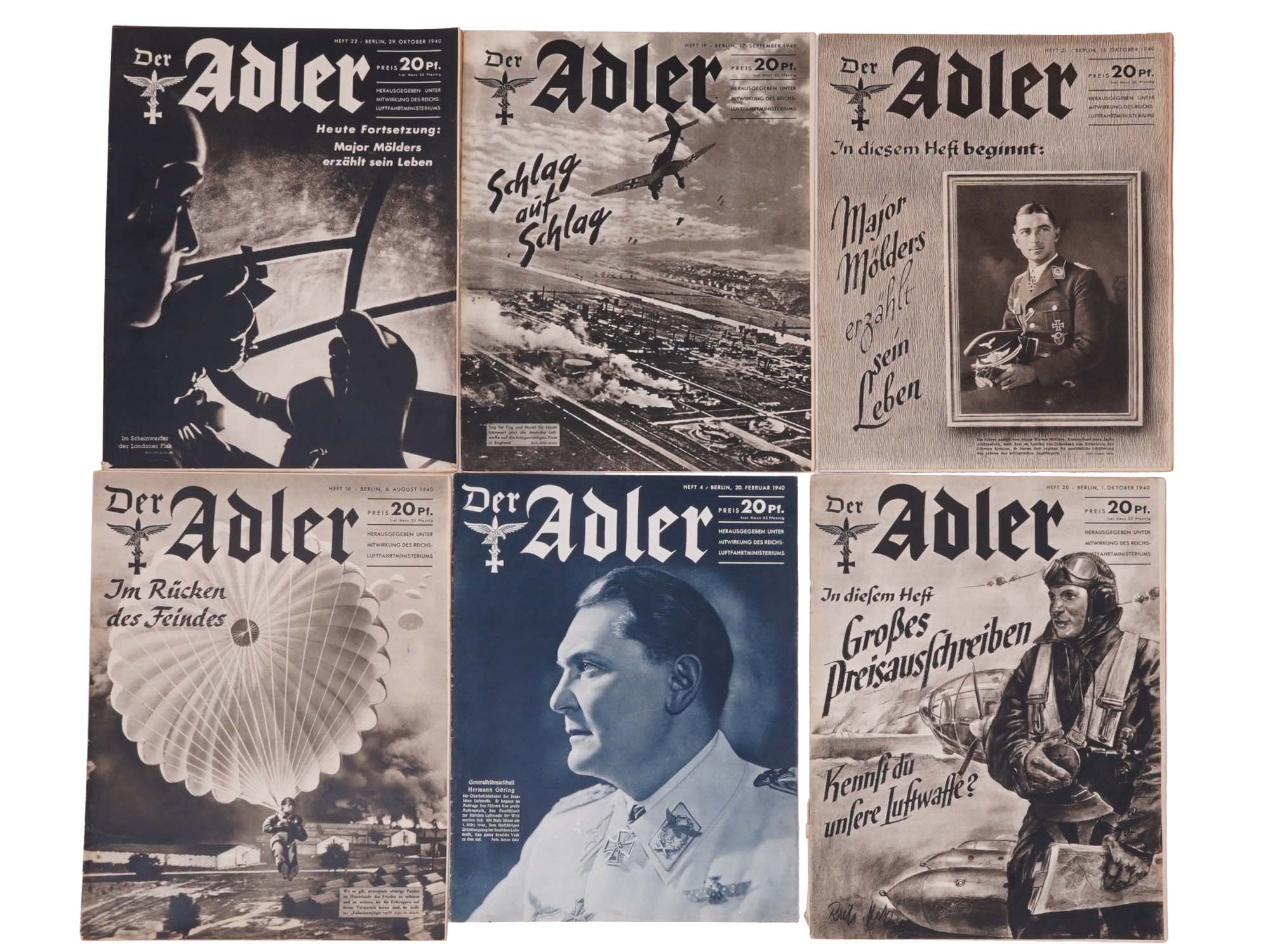 WWII GERMAN LUFTWAFFE DER ADLER MAGAZINES, 18 PCS PIC-2