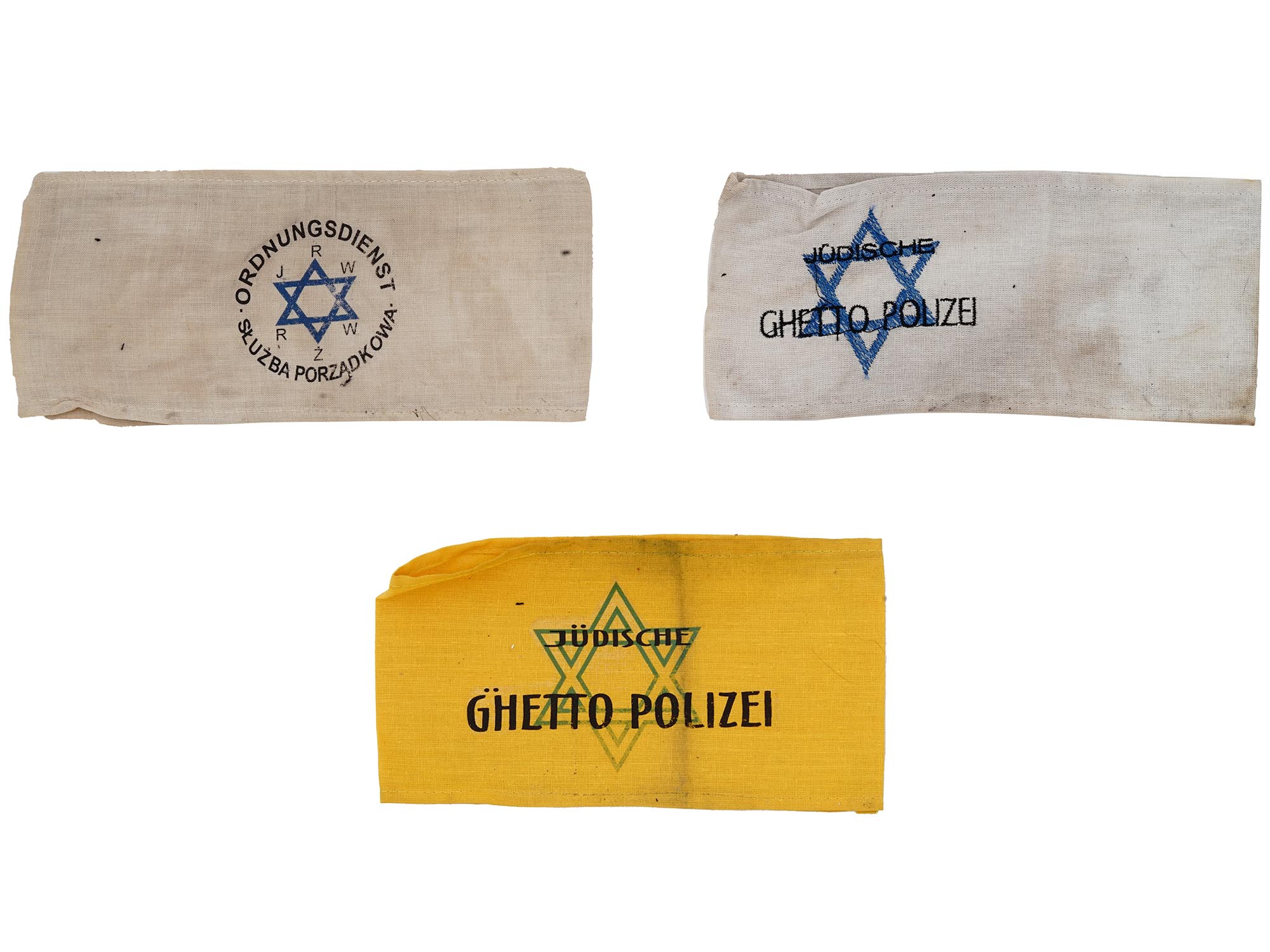 WWII HOLOCAUST JEWISH GHETTO POLICE STRIPES 3 PCS PIC-0