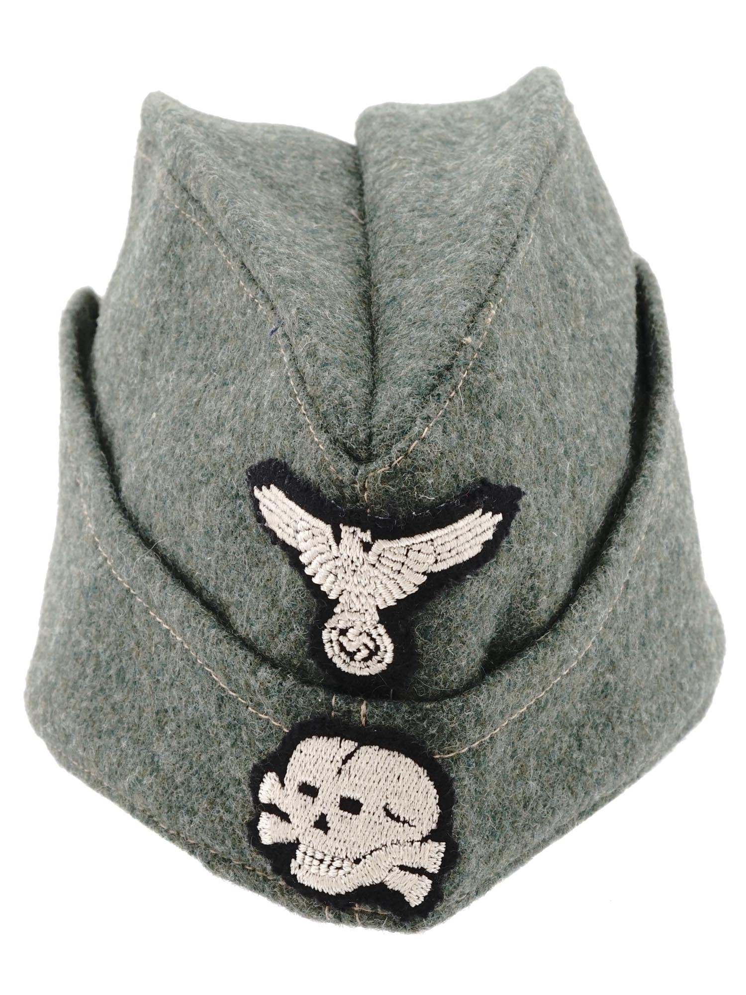 WWII NAZI GERMAN MILITARY SS TOTENKOPF FORAGE CAP PIC-3