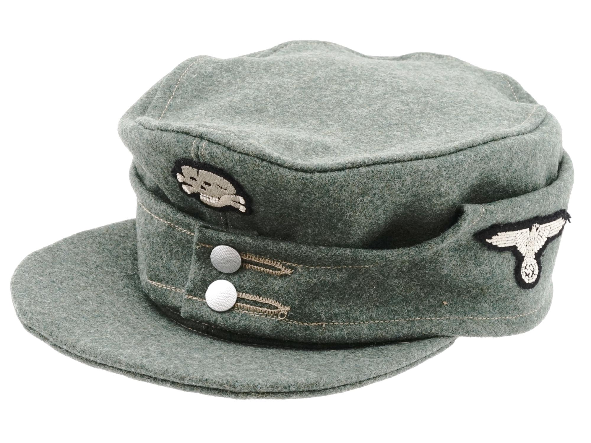 WWII NAZI GERMAN SS TOTENKOPF M43 FIELD CAP PIC-0