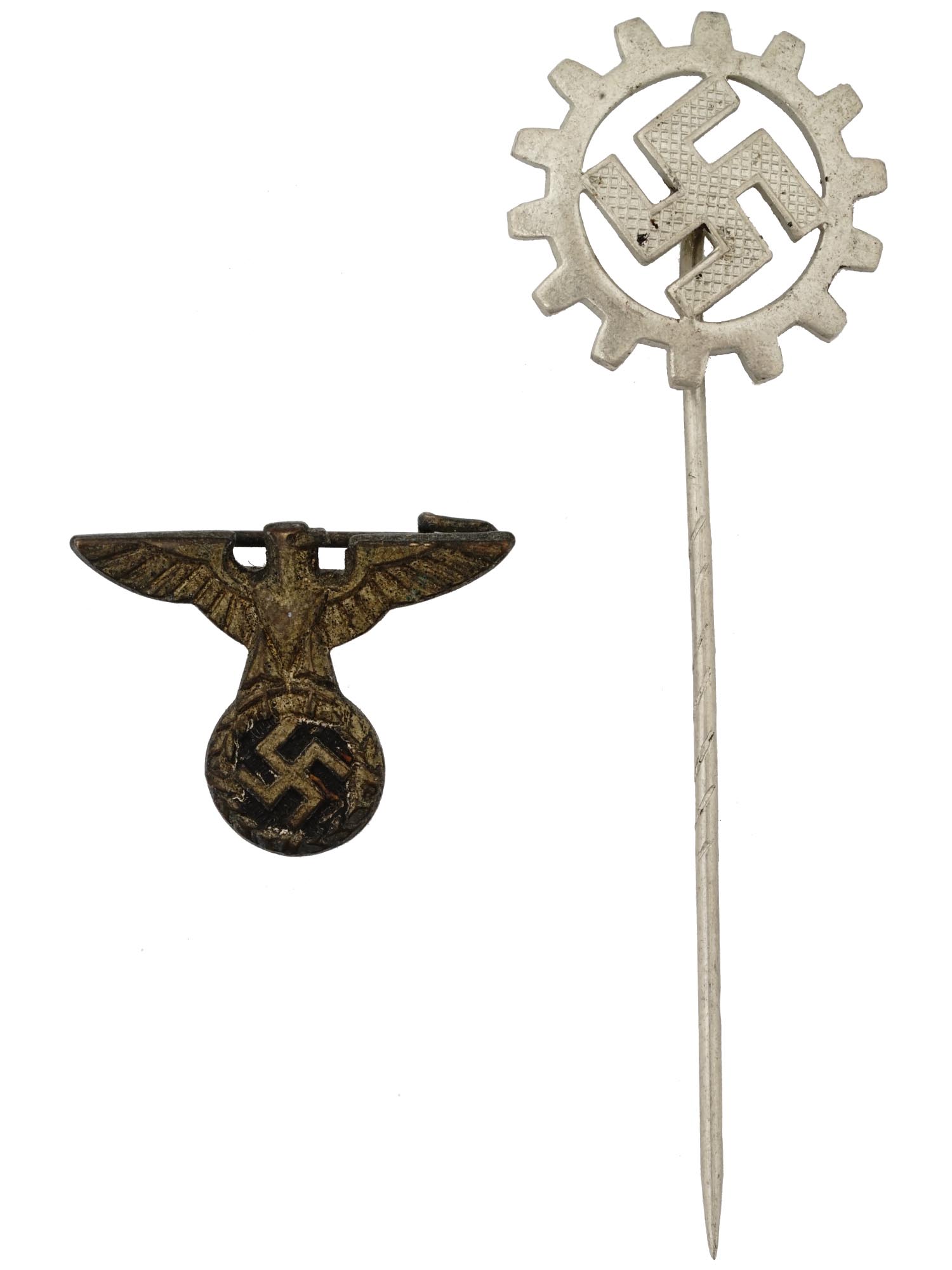 WWII NAZI GERMAN REICHSADLER AND SWASTIKA PINS PIC-1