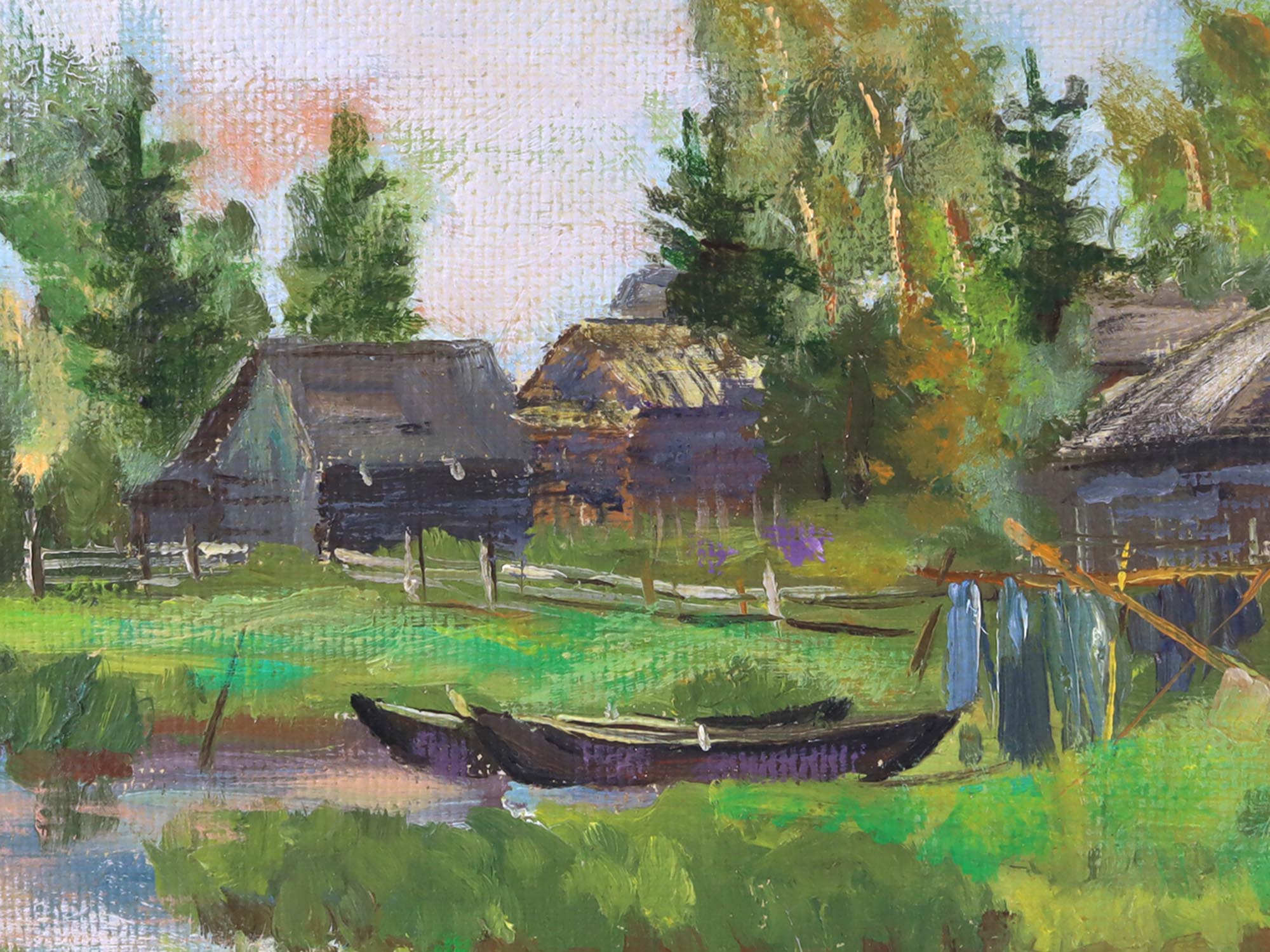 RUSSIAN VILLAGE OIL PAINTING BY MIKHAIL NESTEROV PIC-1