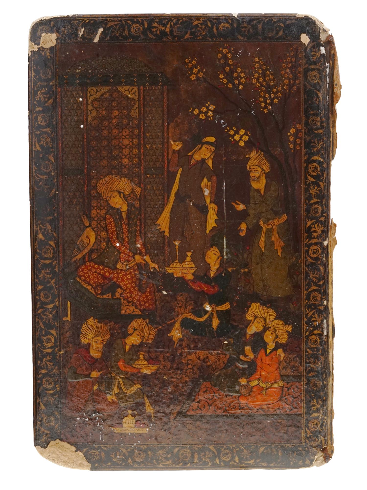 PERSIAN QAJAR PAPIER MACHE LACQUER BOOK BINDING PIC-1
